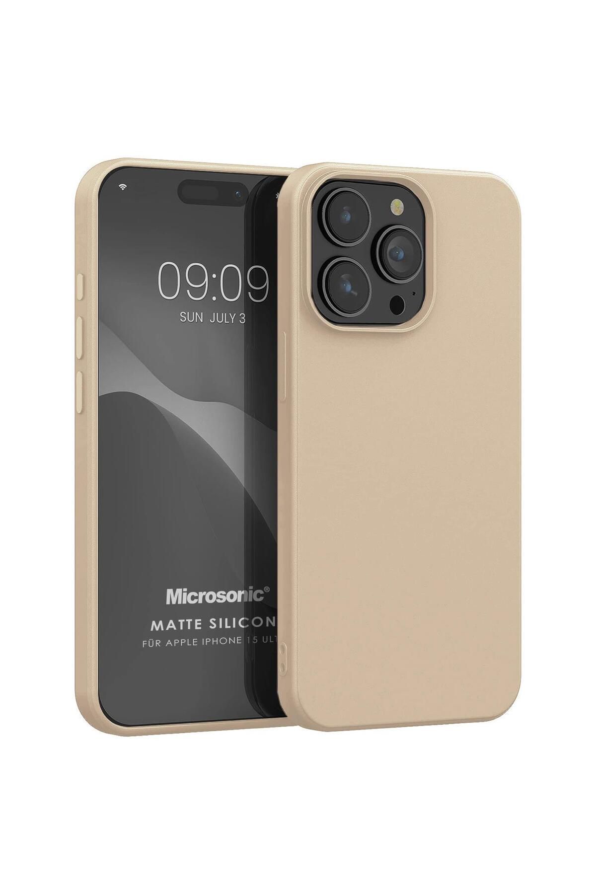 Microsonic Matte Silicone Apple Iphone 15 Pro Max Kılıf Gold