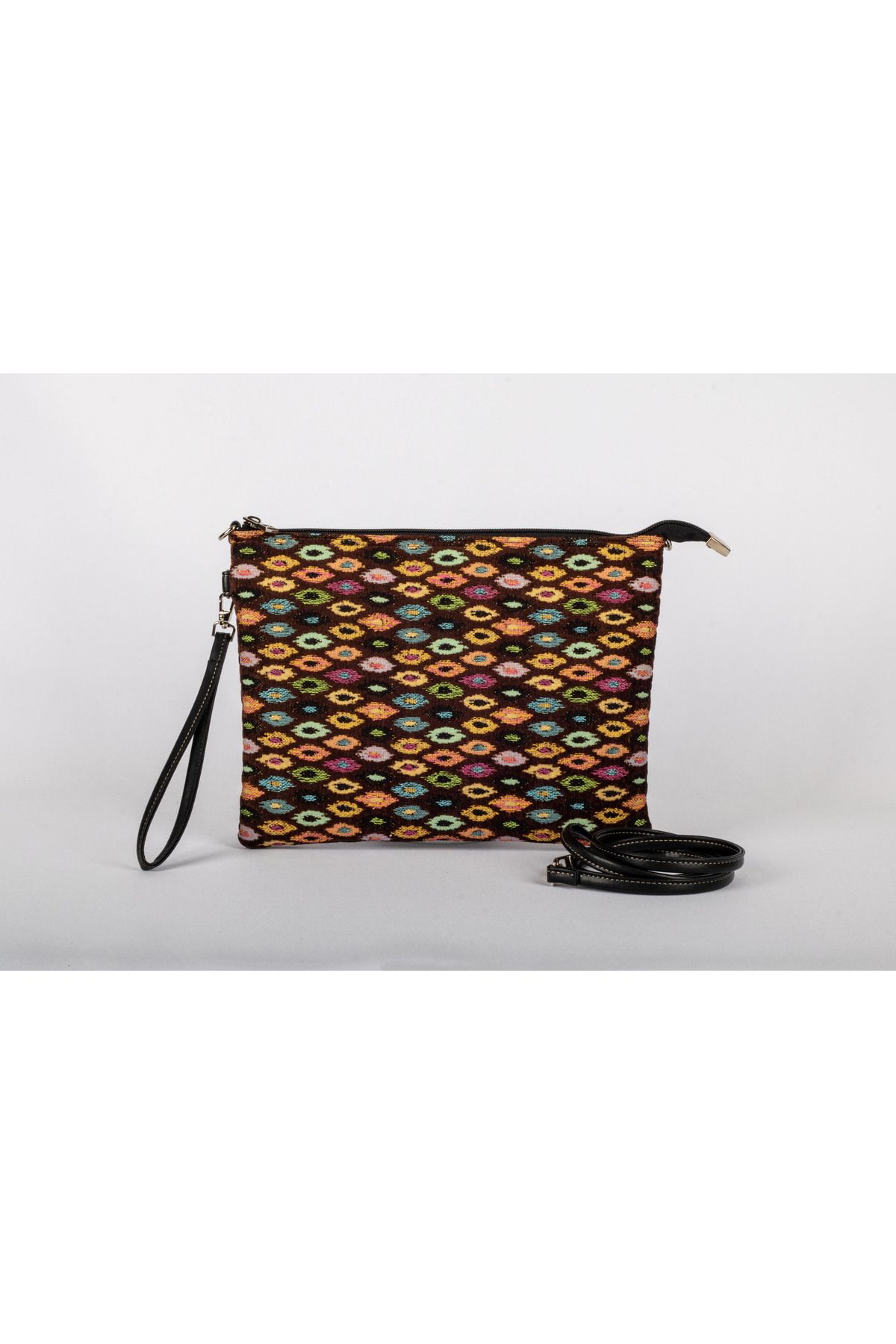Bellartamo Geometrik Desenli Yeni Yıl Kumaş Clutch Bag, Makyaj Çantası, Portföy El Çantası