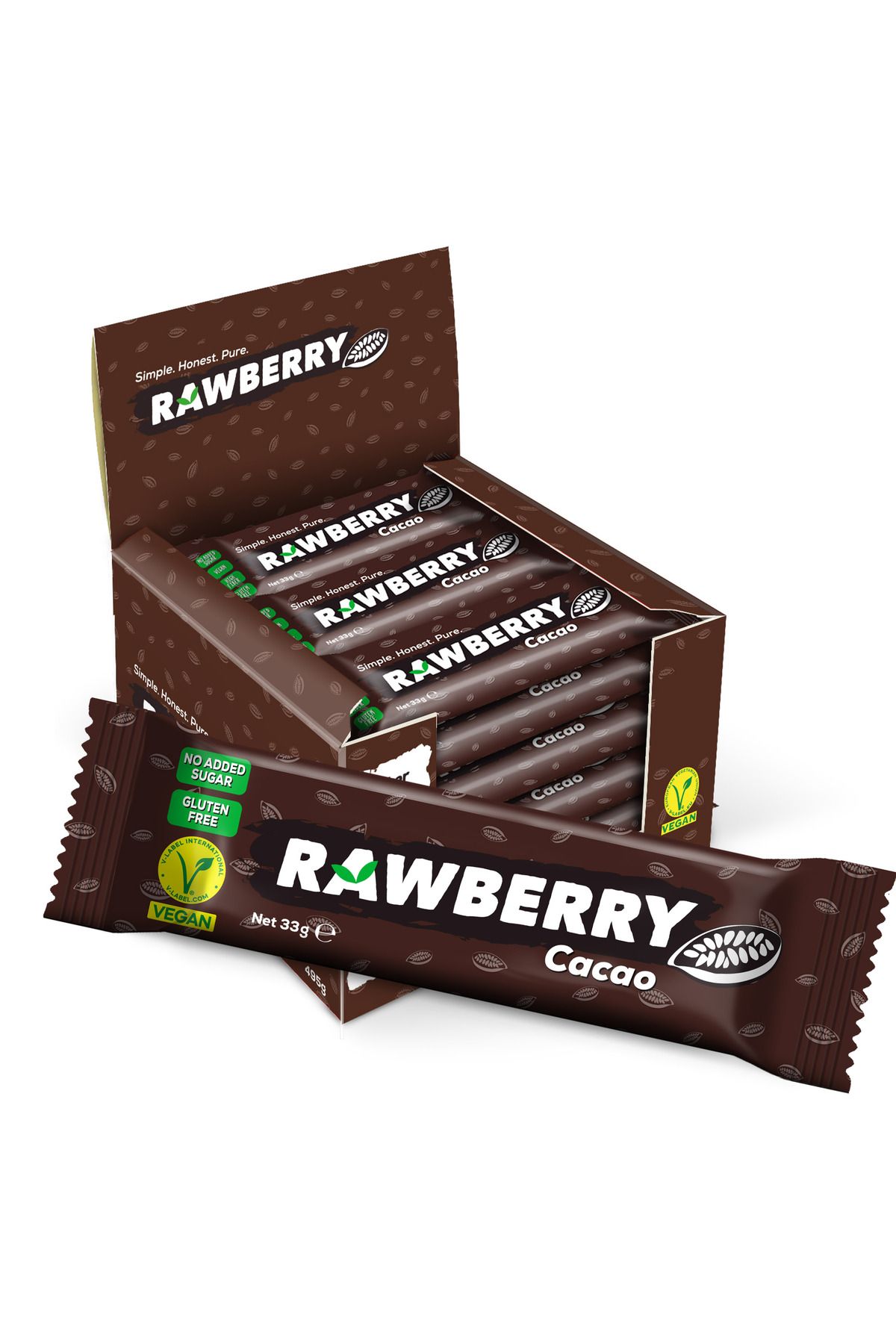 Rawberry Cacao Şeker Ilavesiz Vegan Glutensiz Kuruyemiş Bar Kutuda 15 Adet