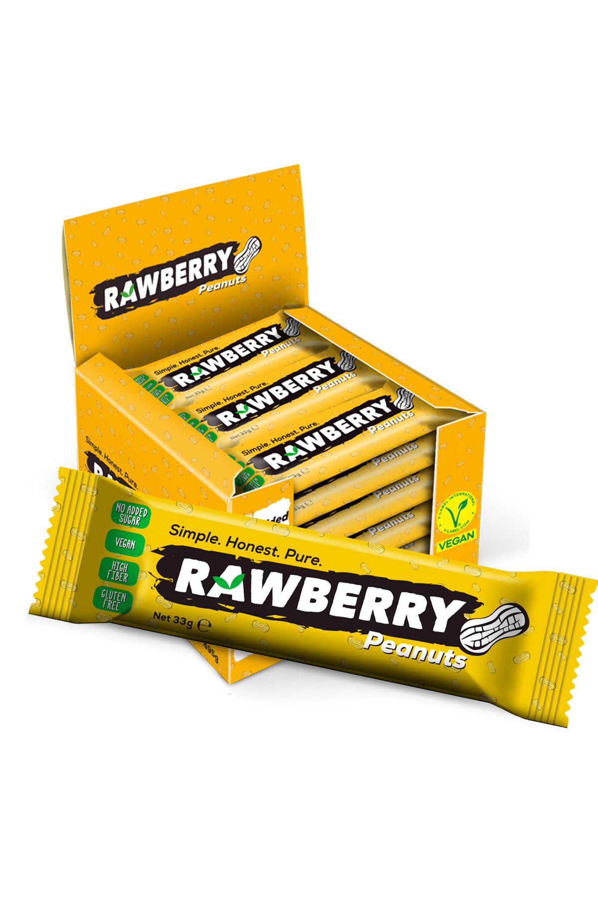 Rawberry Yer Fıstıklı Şeker Ilavesiz Vegan Glütensiz Kuruyemiş Bar Kutuda 15 Adet