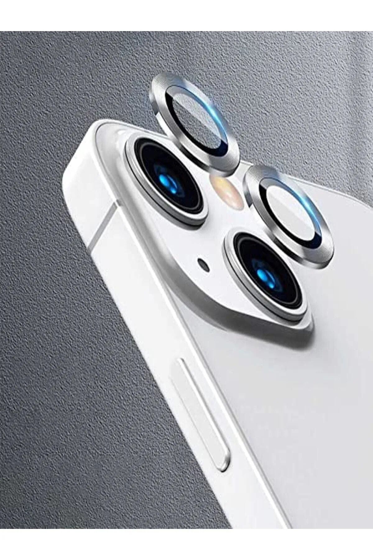 Noir Iphone 13/13 Mini Uyumlu Alüminyum Alaşım Tempered Glass Kamera Lens Koruyucu(2'li Set) Gümüş