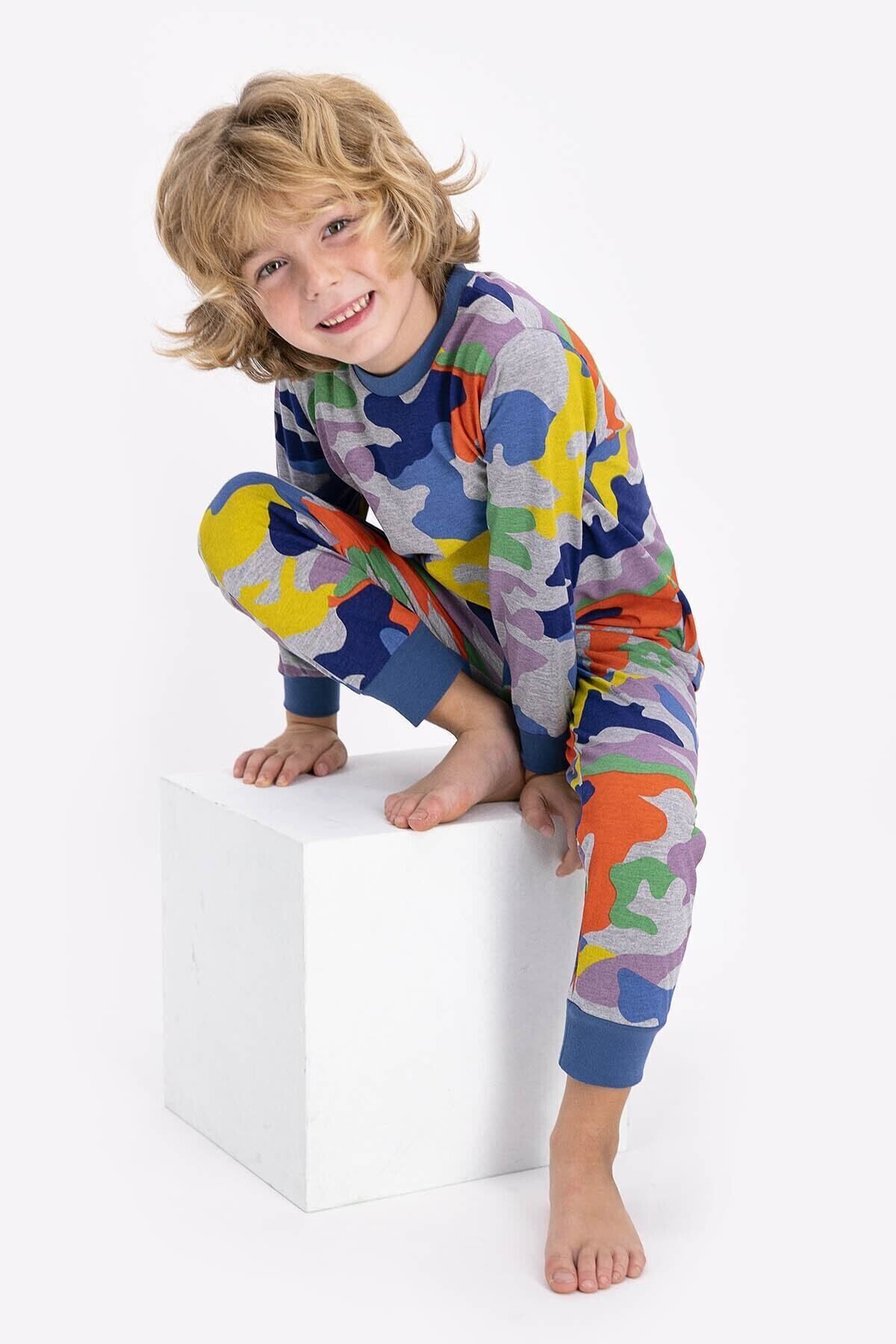 Rolypoly Rolypoly Colorful Soldier Pattern Grimelanj Genç Unisex Uzun Kol Pijama Takımı