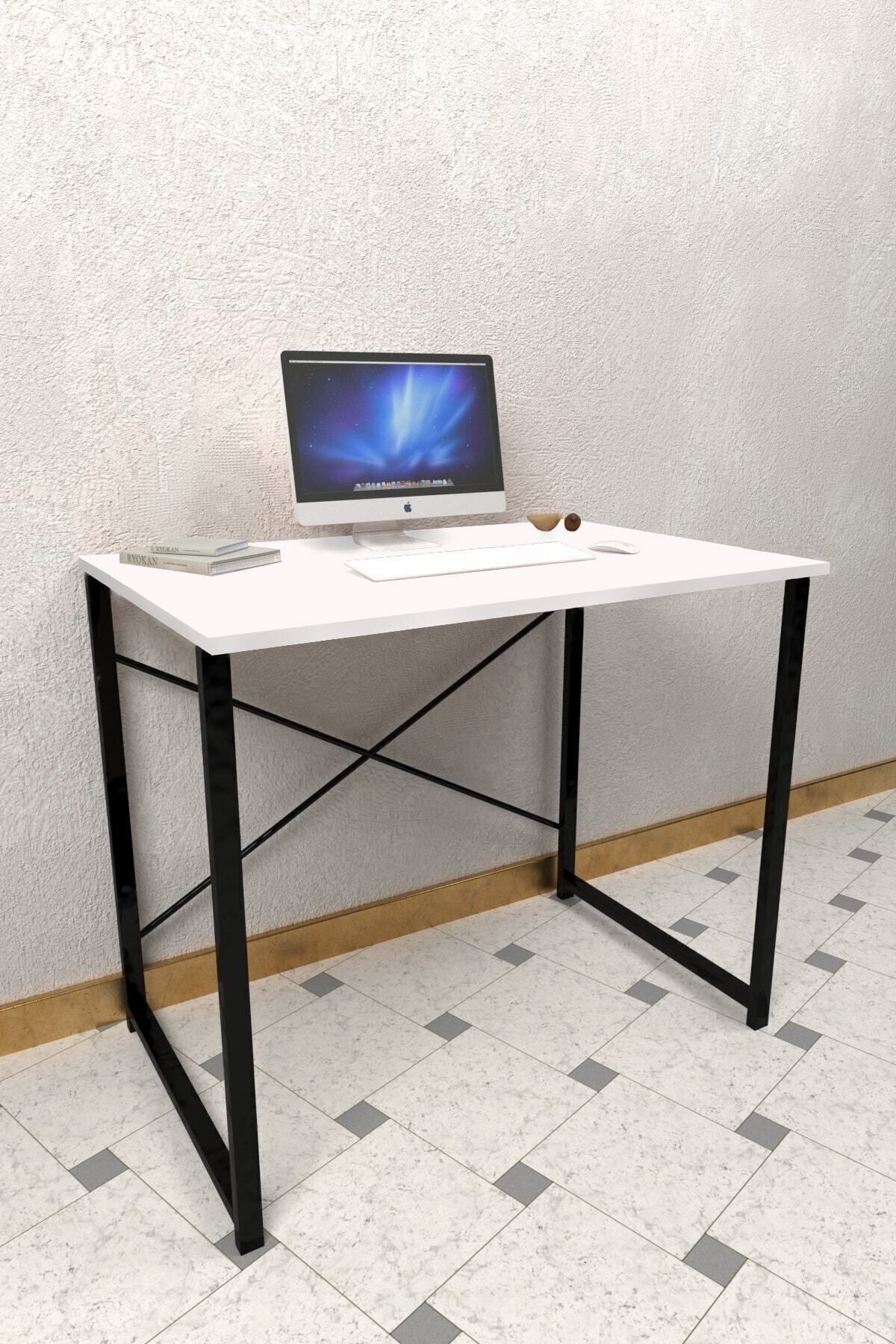 OZBAYHOME 60x90 Cm Beyaz Çalışma Masası Laptop Bilgisayar Masası Ofis Ders Yemek Cocuk Masası
