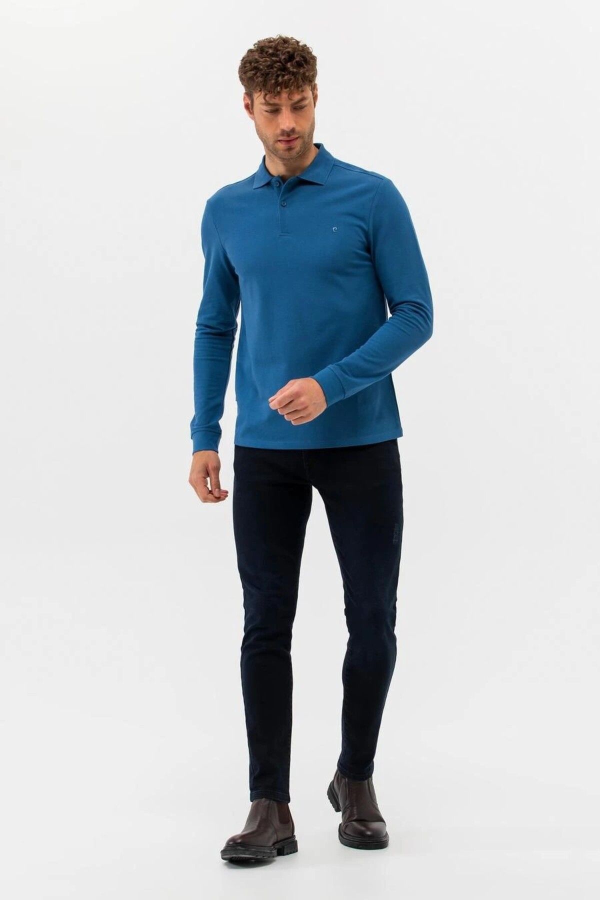 Pierre Cardin Açık Lacivert Slim Fit Basic Sweatshirt