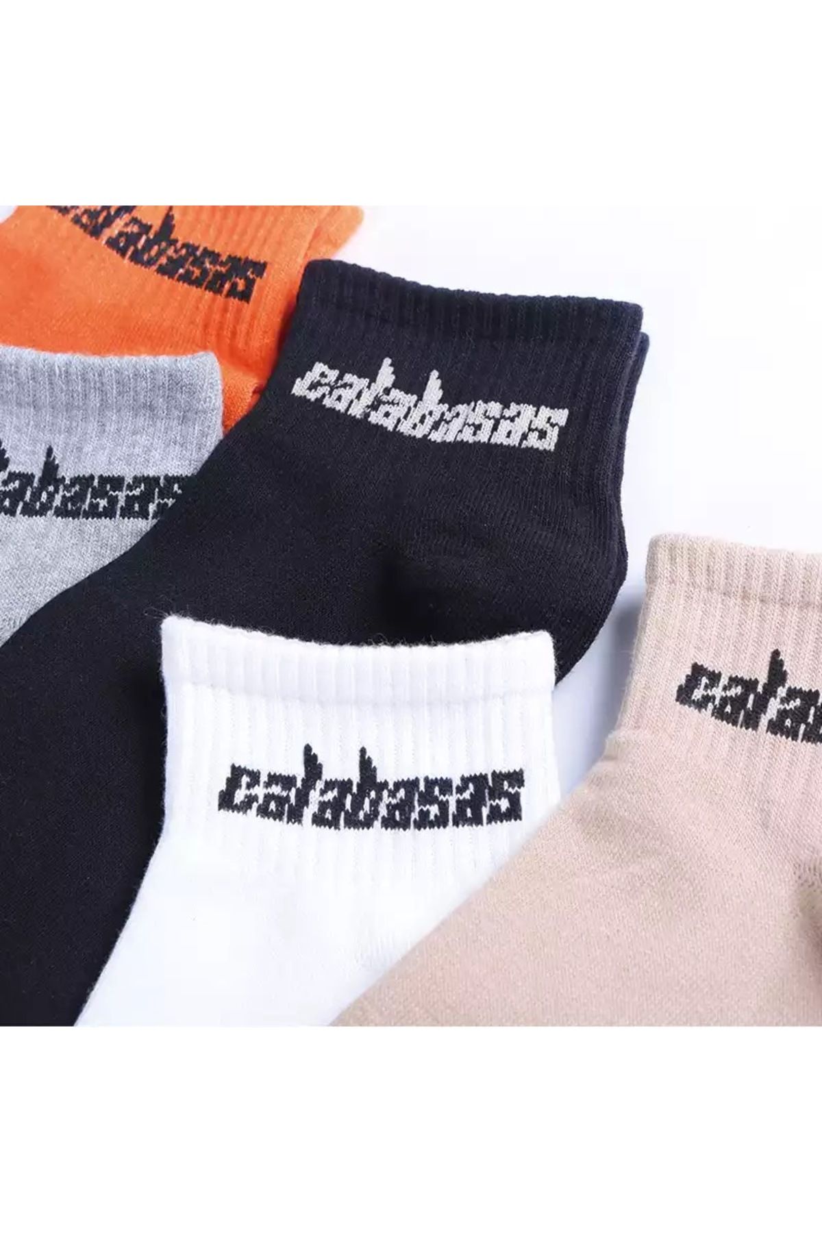 BOSHETTI Unisex Yıkamalı Premium Çok Renkli Sloganlı 3'lü Paket Bilekte Örme Çorap