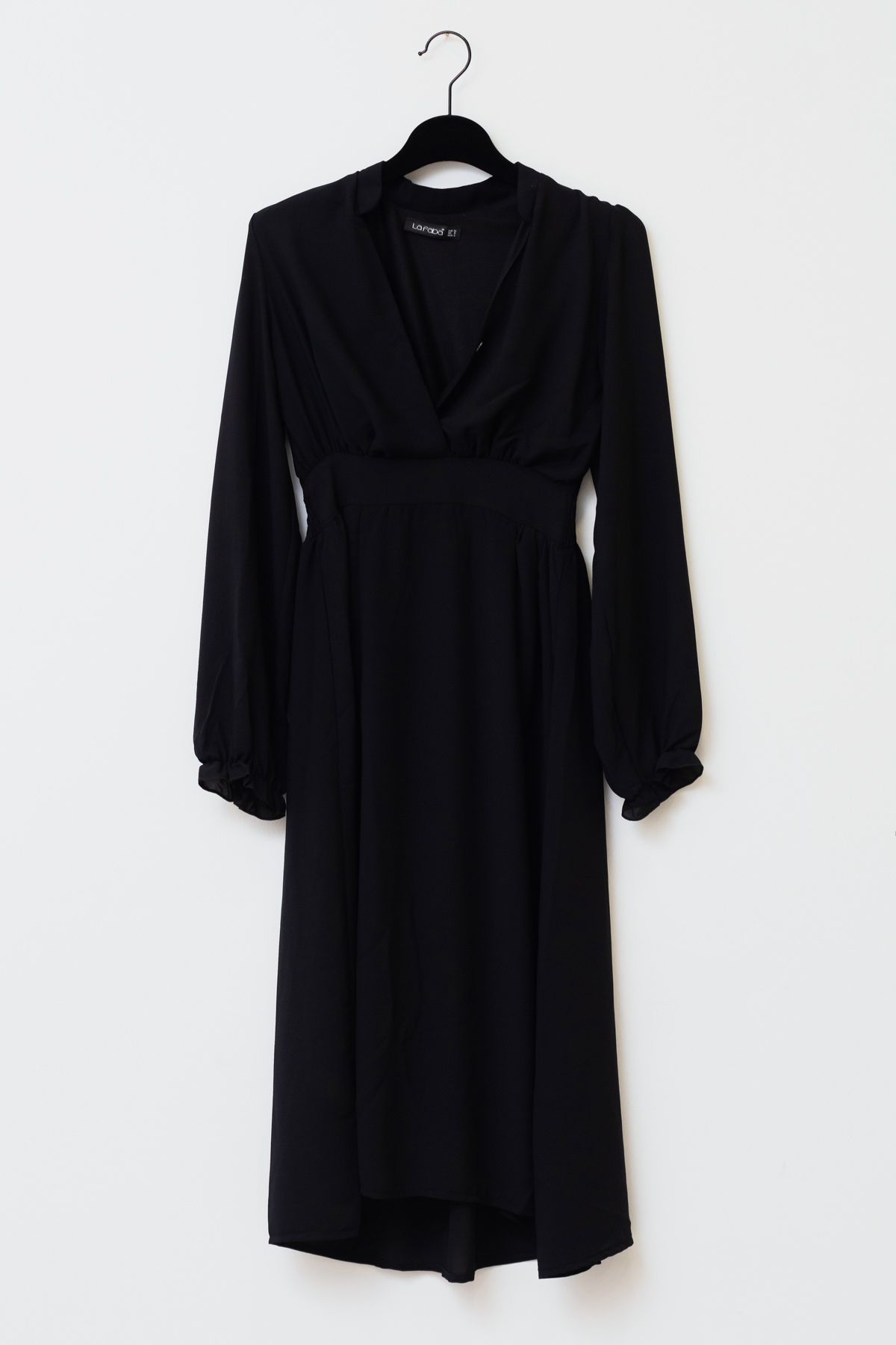 Lafaba Kadın Siyah Kruvaze Büzgülü Elbise