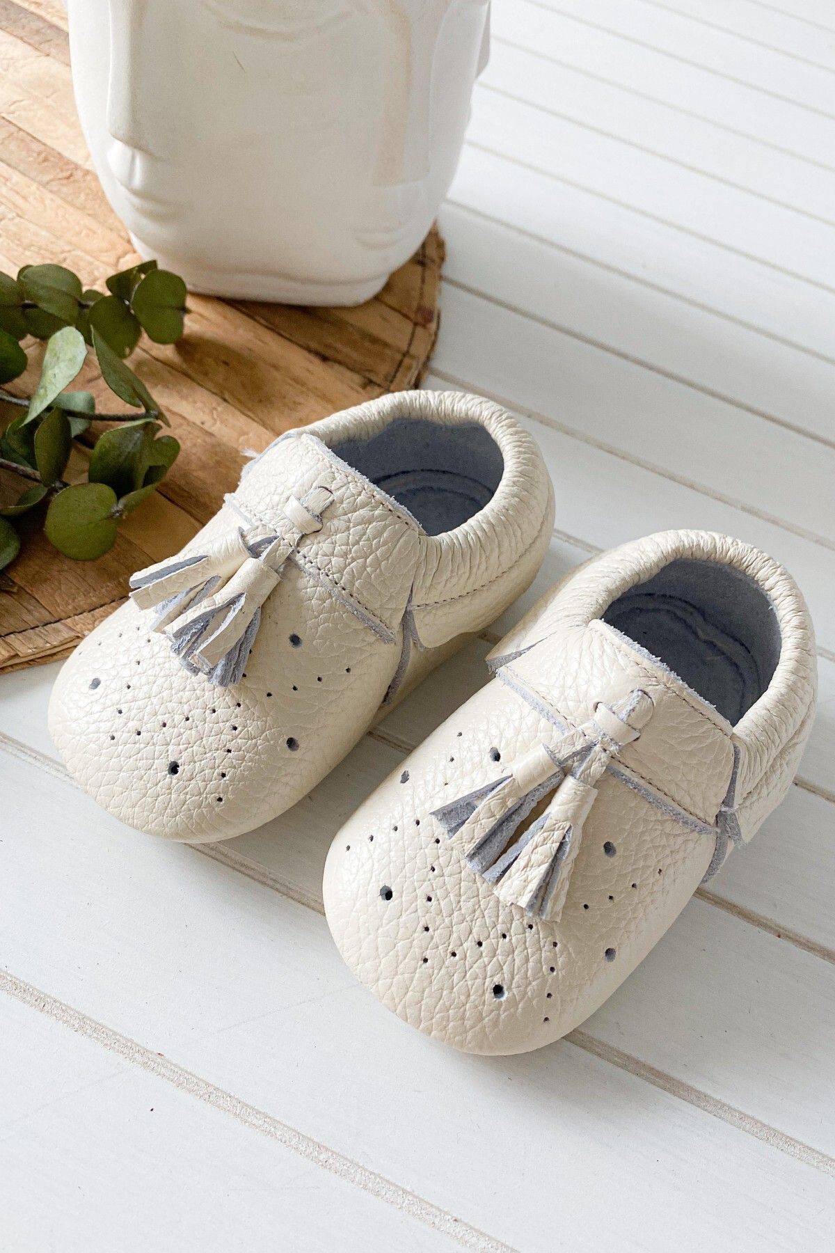 Li Puna Royal Serisi Beyaz %100 Deri Bebek Ilk Adım Ayakkabısı
