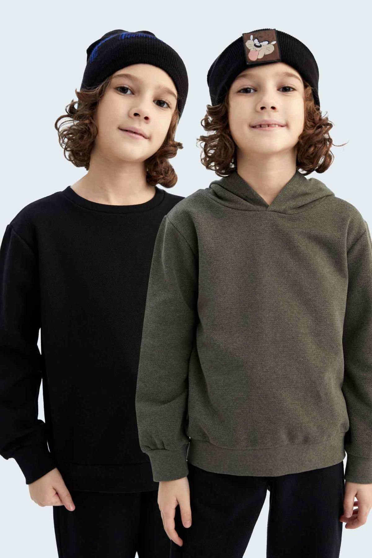 Defacto Erkek Çocuk Kapüşonlu 2'li Basic Sweatshirt