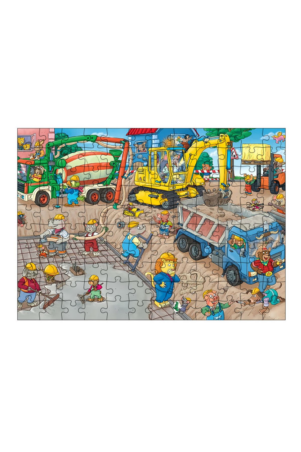 Tablomega Ahşap Mdf Puzzle Yapboz Beton Döken Sevimli Hayvanlar 120 Parça 25*35 cm