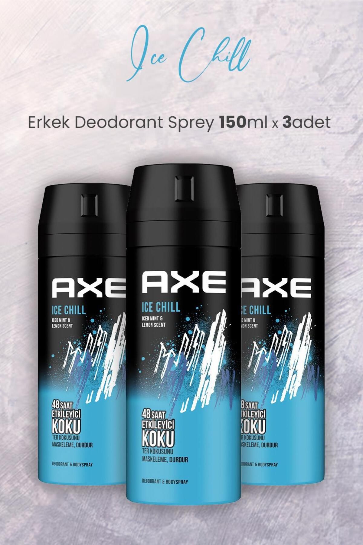 Axe Ice Chill Erkek Deodorant Sprey 150 ml x 3 Adet