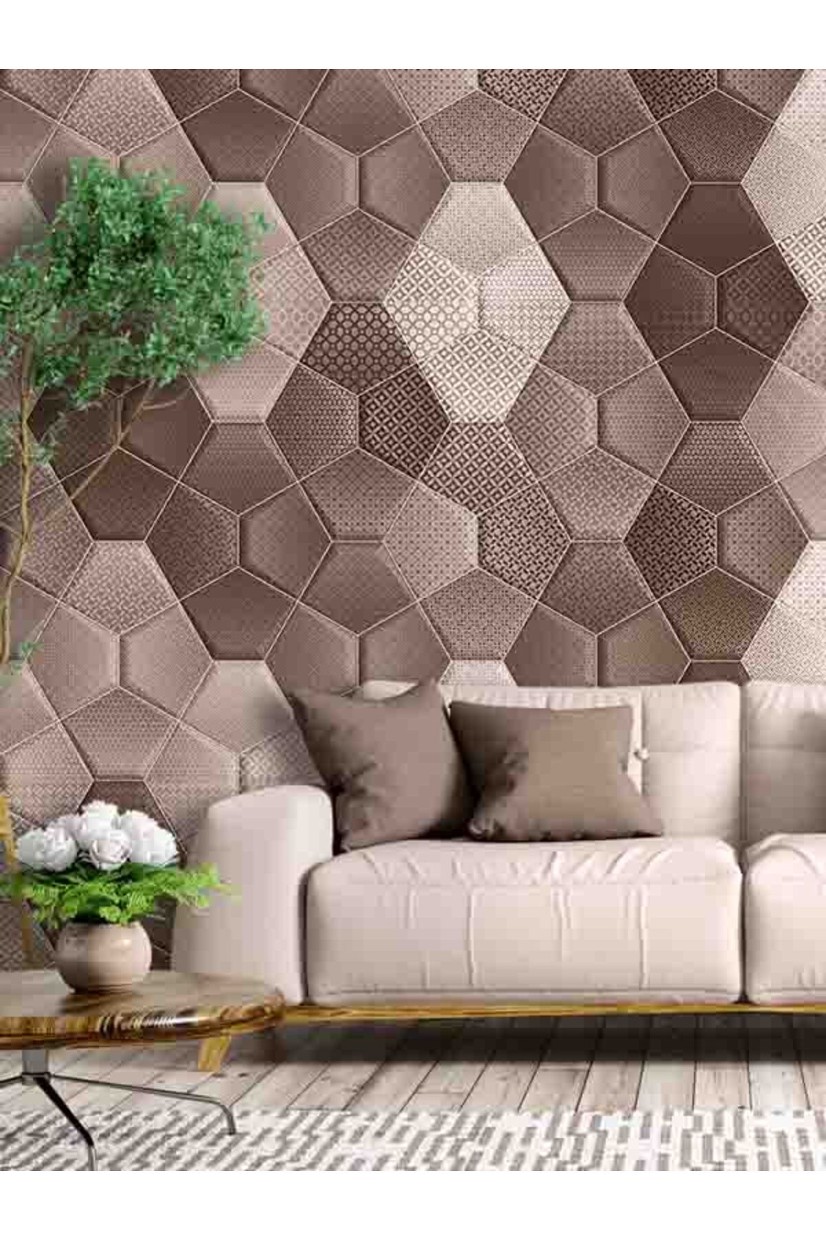dreamwall 3D Geometrik Mozaik Desenli Silinebilir Tekstil Duvar Kağıdı