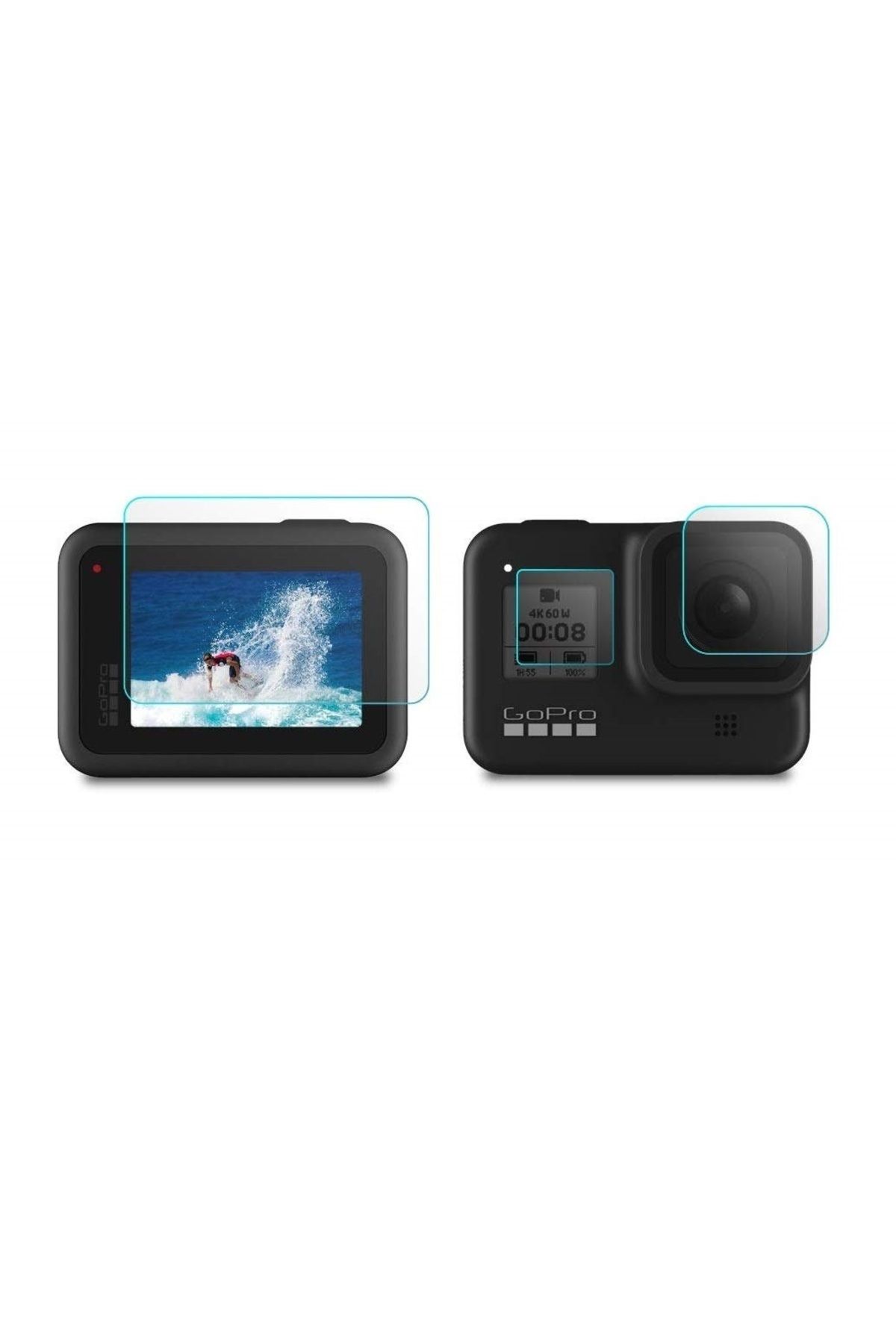 Mettzchrom GoPro Hero 8 için ultra ince cam ekran koruyucu ön arka LCD ekran Lens koruyucu