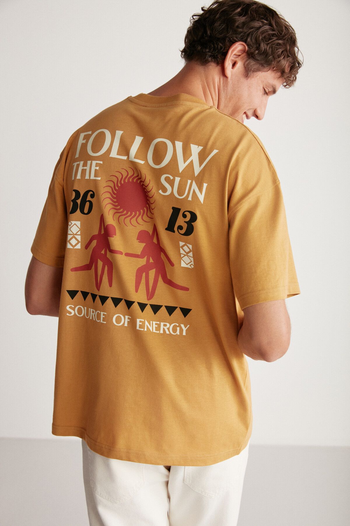 GRIMELANGE Jeff Oversize Sarı Tekli T-shirt