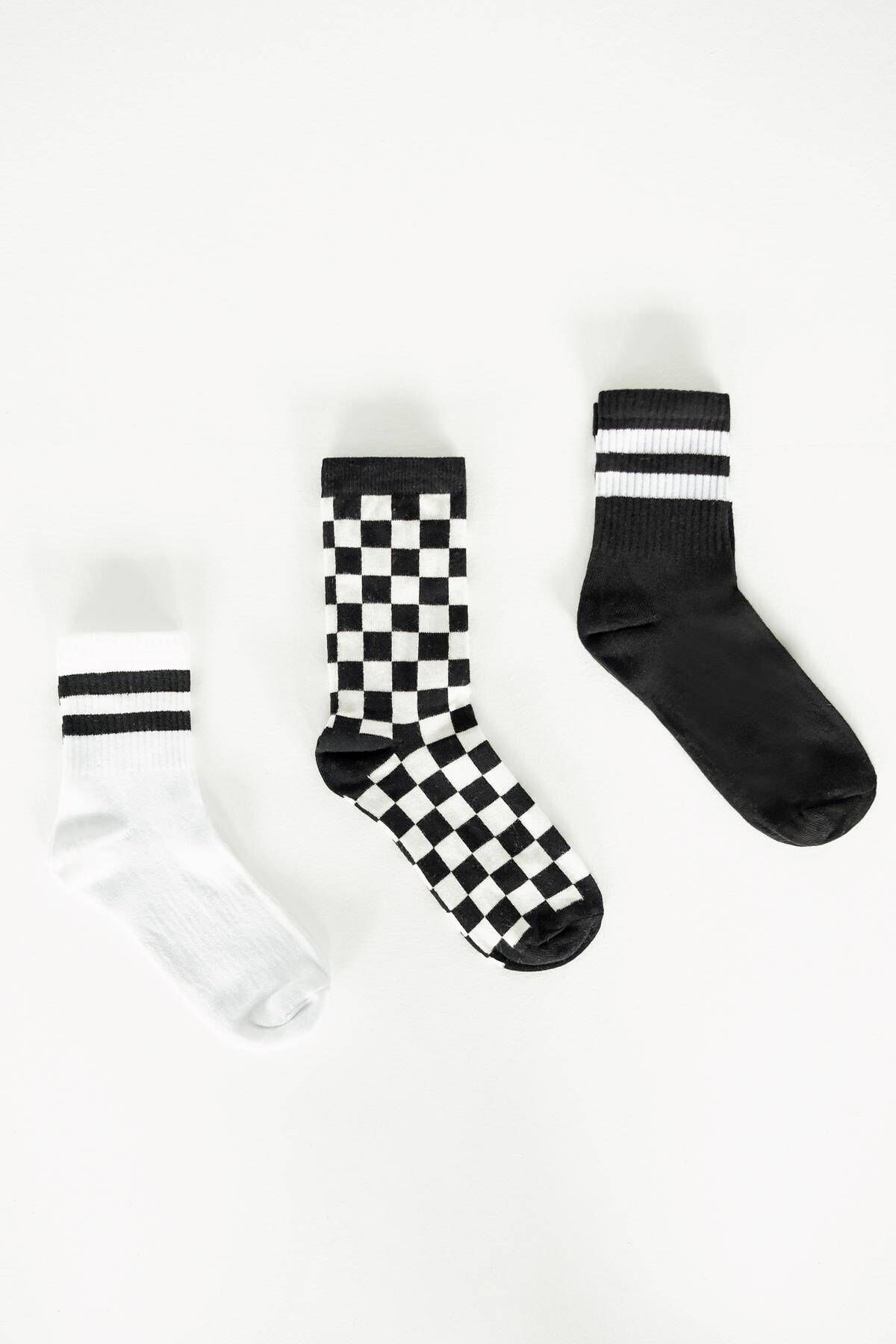 Addax Kadın Renkli Üçlü Çorap Seti ÇRP1000 - B11 ADX-0000020698