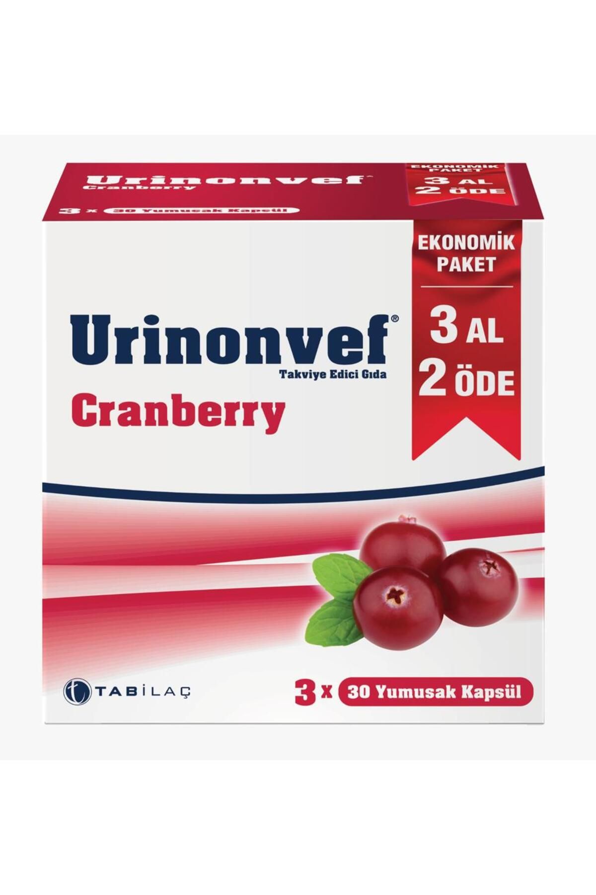 Urinonvef Cranberry Takviye Edici Gıda 3 Adet