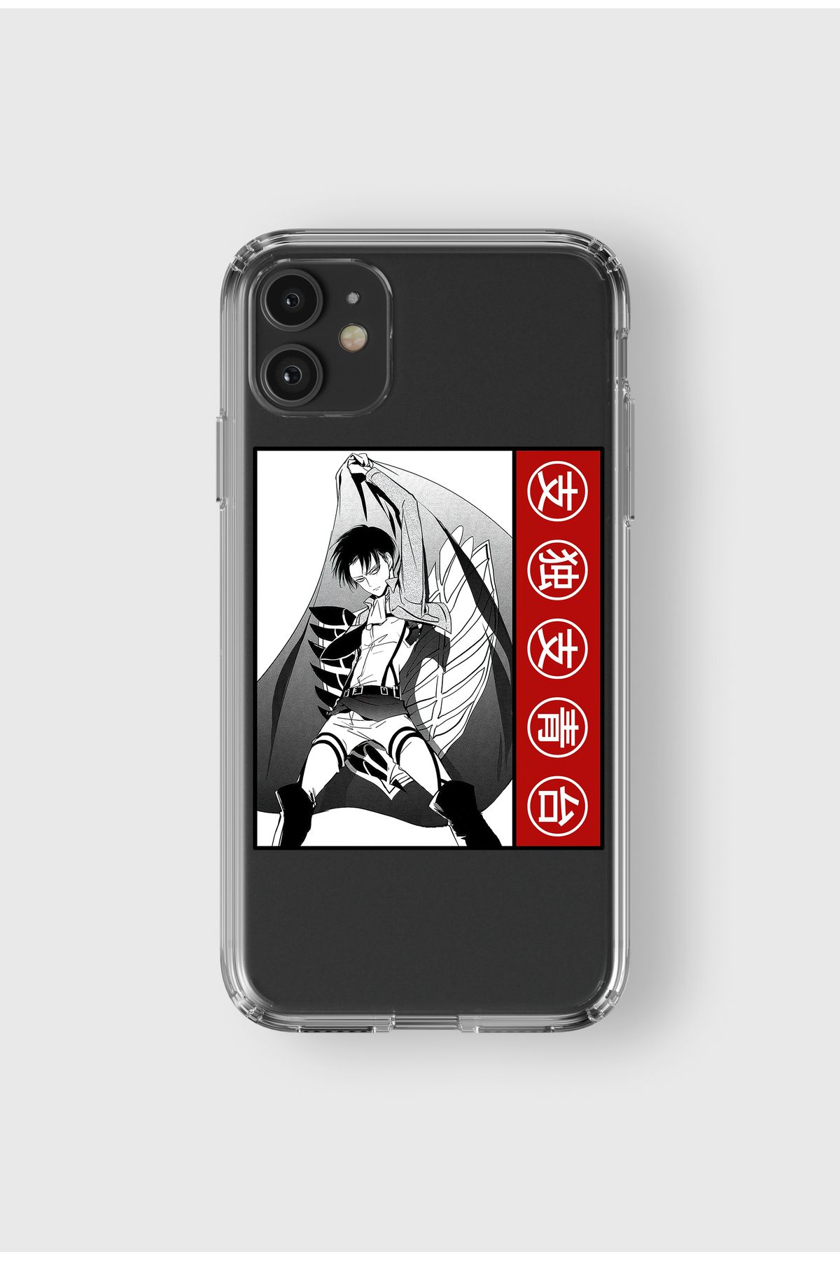 Corvo Iphone 12 uyumlu Attack on Titan Levi Ackerman Anime Şeffaf Telefon Kılıfı