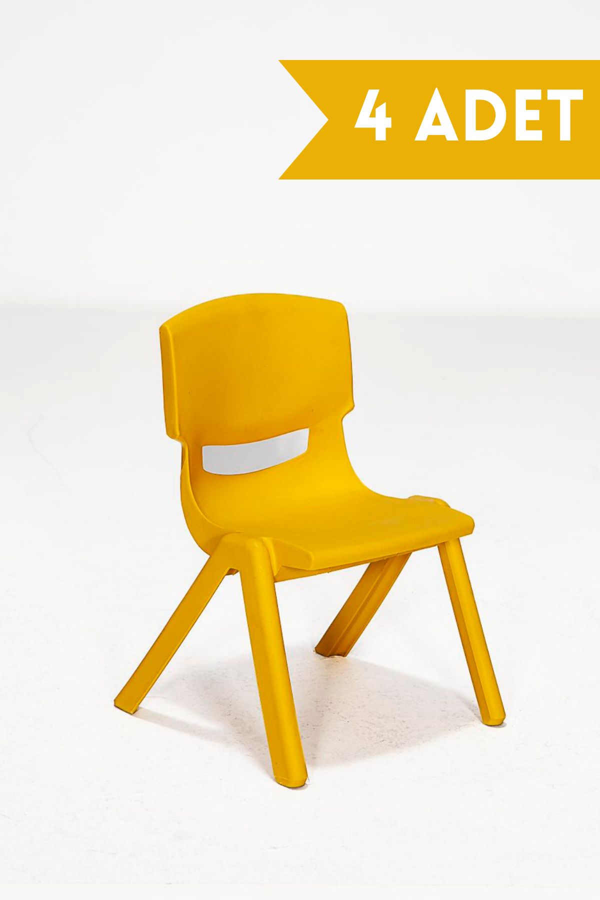 MOBETTO 4 Adet Kreş Anaokulu Çocuk Sandalyesi Sert Plastik- Sarı