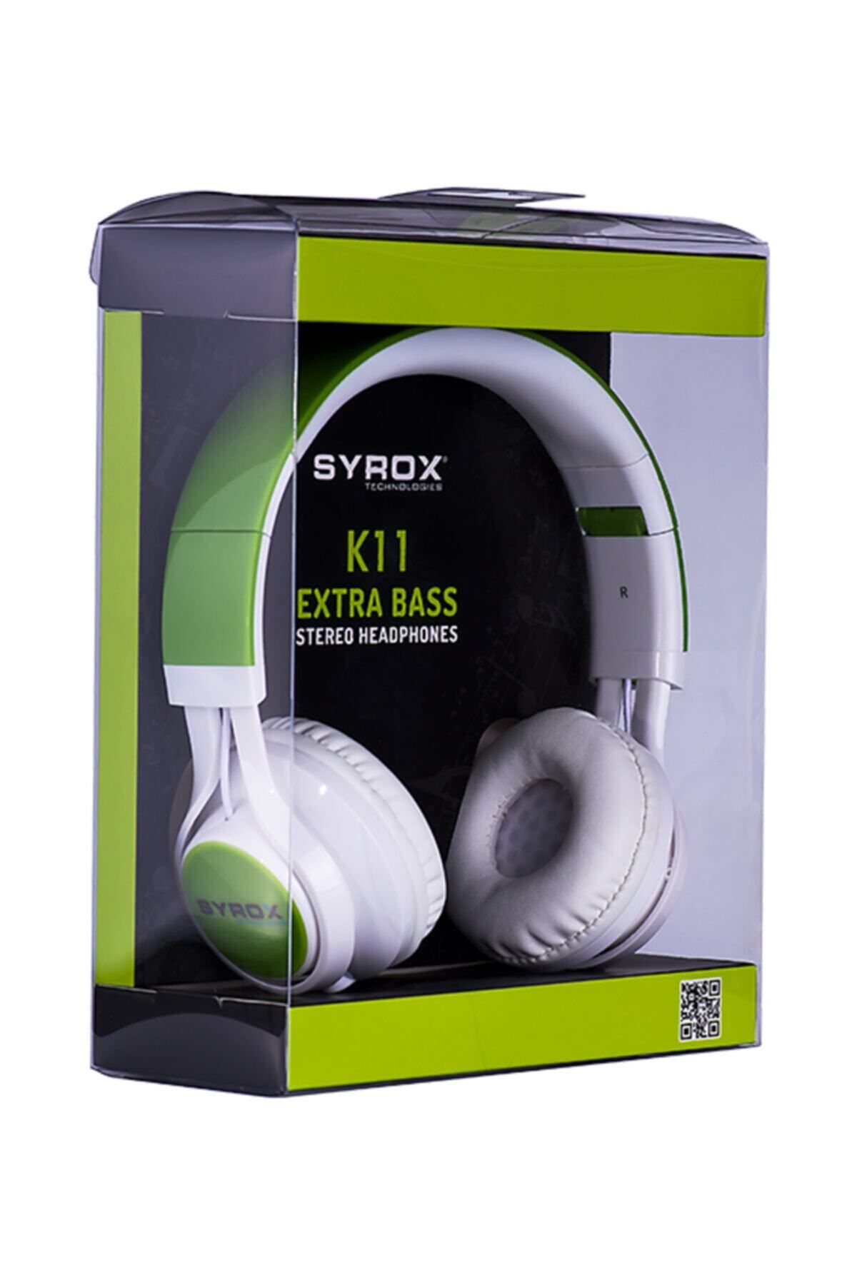 Syrox Yeşil Kablolu Mikrofonlu Kulaküstü Kafa Bantlı Süper Bass Kulaklık