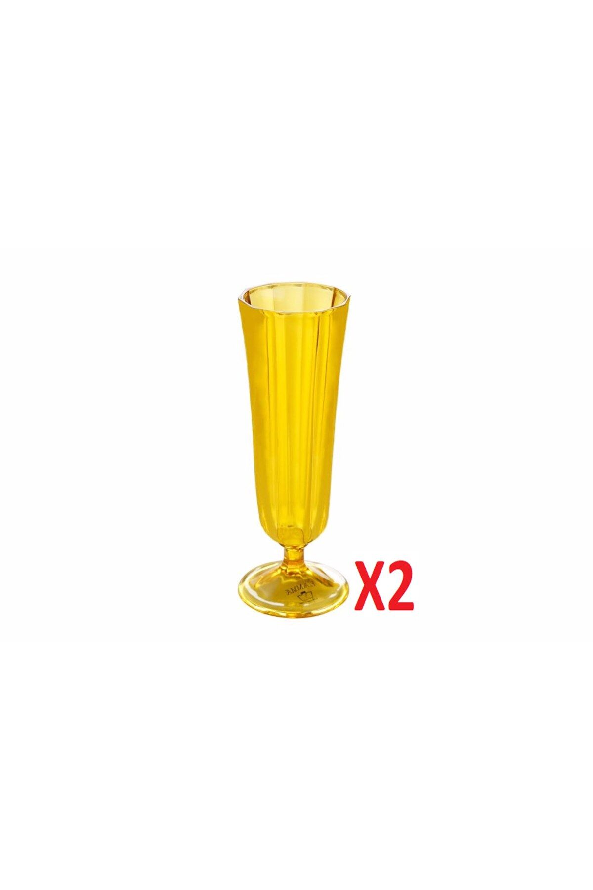 Porland Sarı Flüt Şampanya Bardağı 130cc 2'li