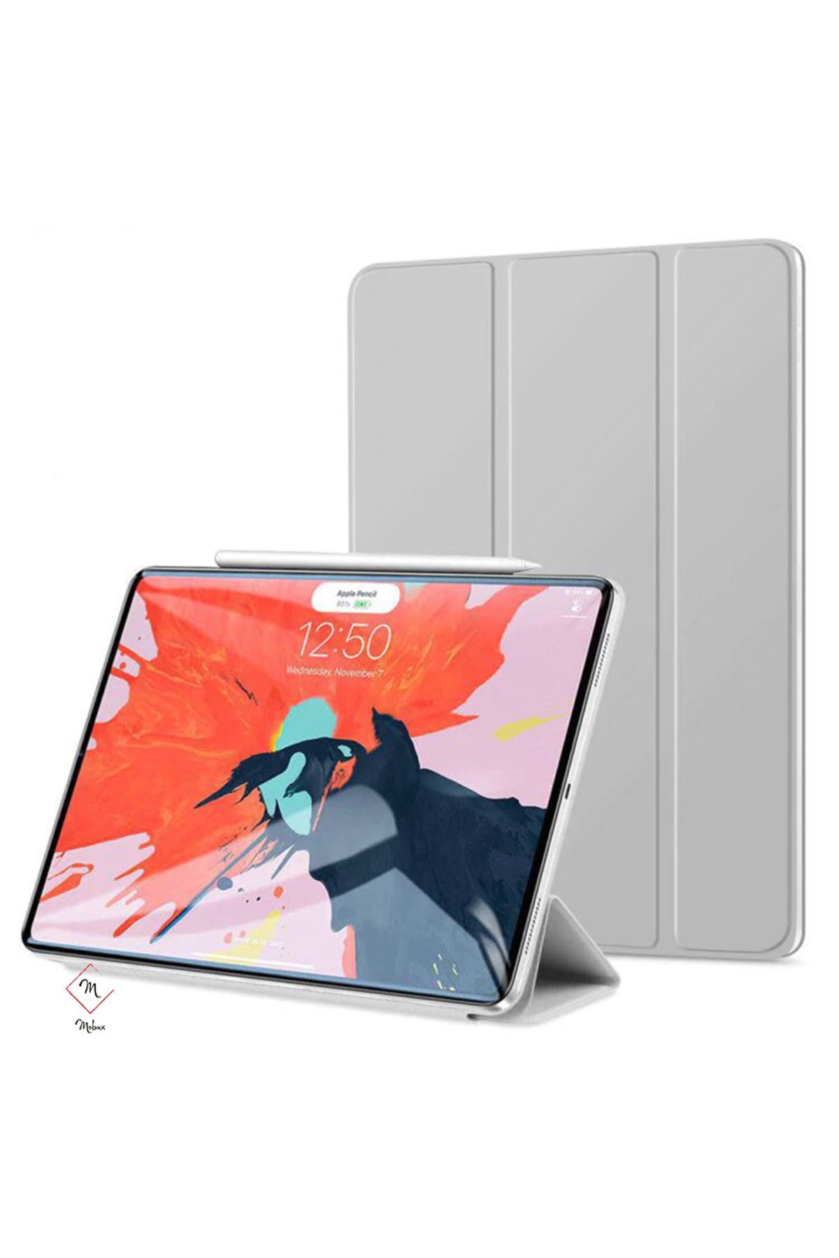 MOBAX Ipad Pro 11 2.nesil 2020 Kılıf Pu Deri Smart Case A2228 A2068 A2230 A2231 Gri