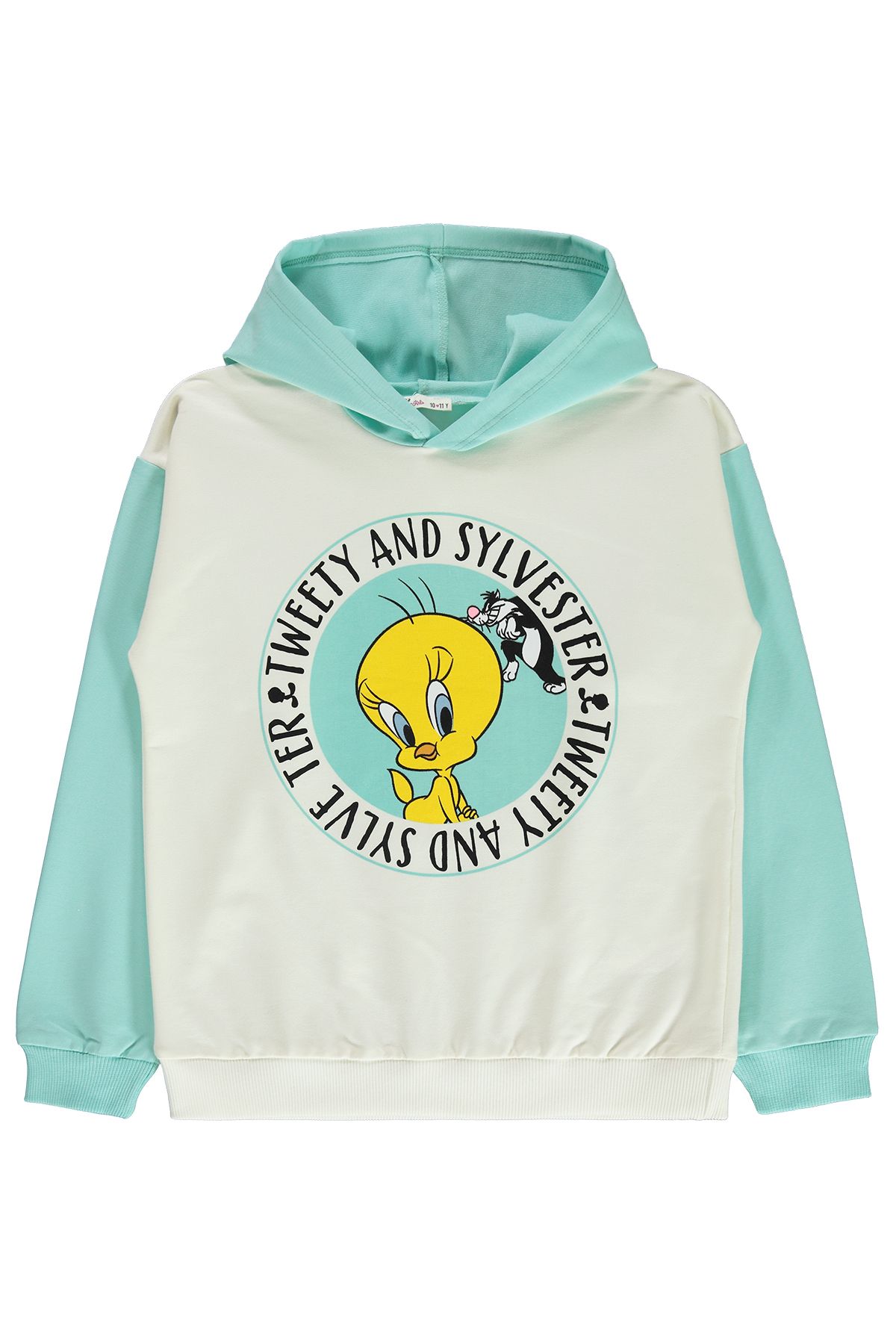 Tweety Kız Çocuk Kapüşonlu Sweatshirt 10-13 Yaş Deniz Köpüğü
