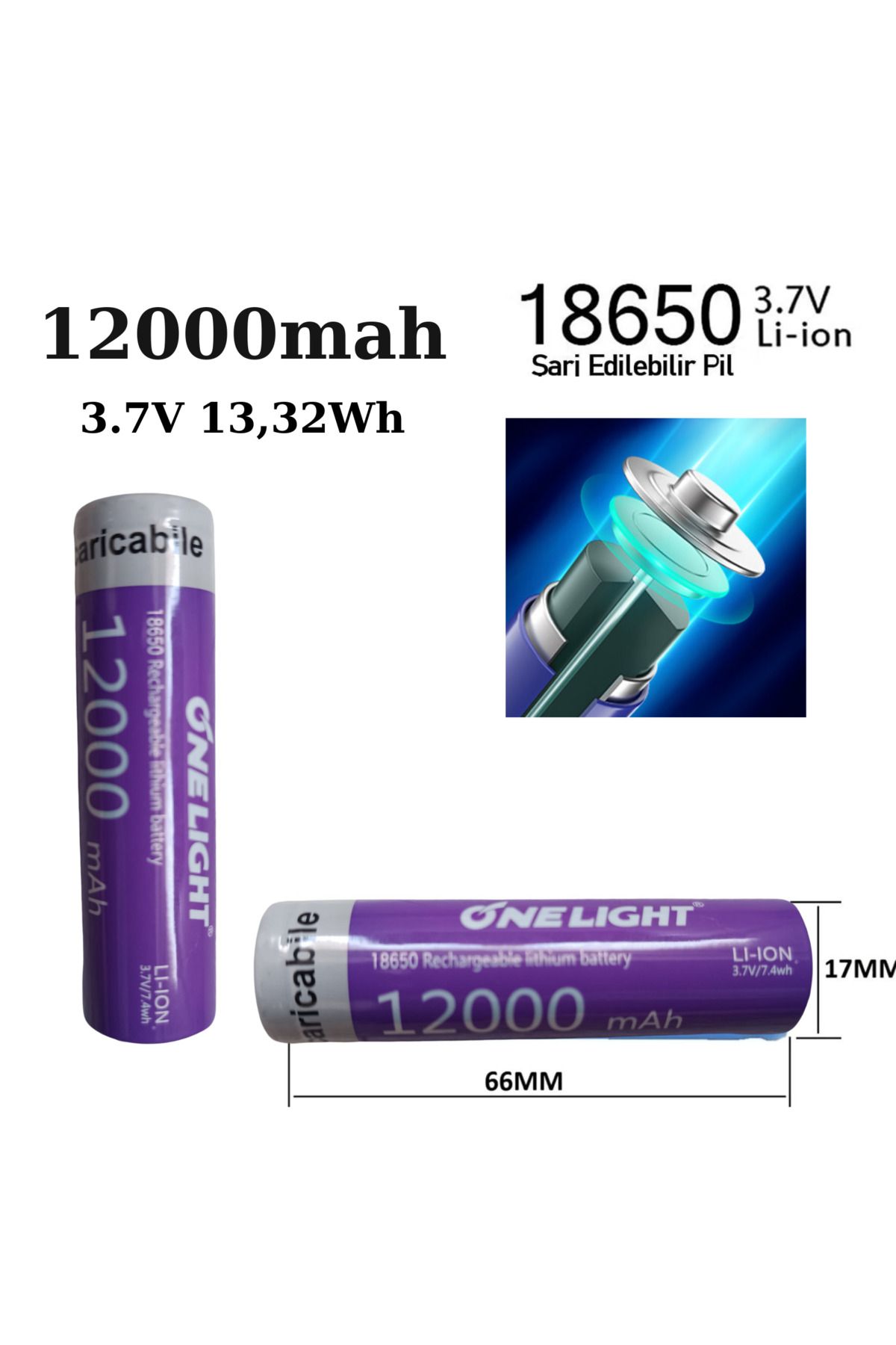 Janva 18650 Pil 12000 Mah 3,7v 13,32 Wh Şarjlı Lion Pil Yeni Üretim Kaliteli Tasarım Matkap Fener Radyo