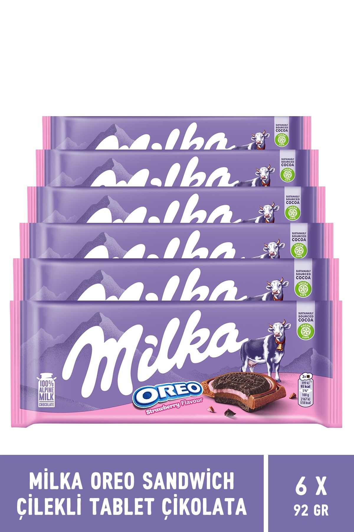 Milka Oreo Sandwich Çilekli Tablet Çikolata 92 gr - 6 Adet