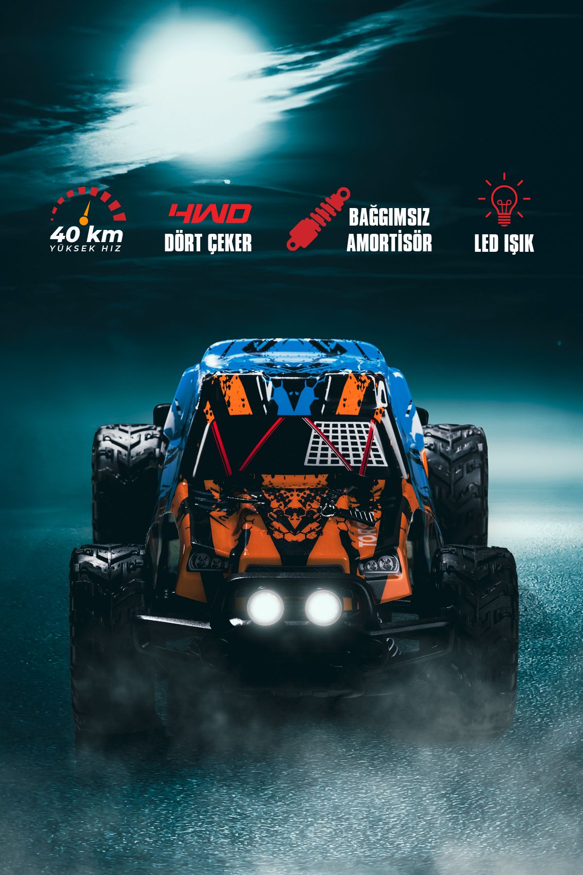 Dizanor Rc Kumandalı 1/16 4wd 40 Km/h Sürat Off-road Mavi/sarı