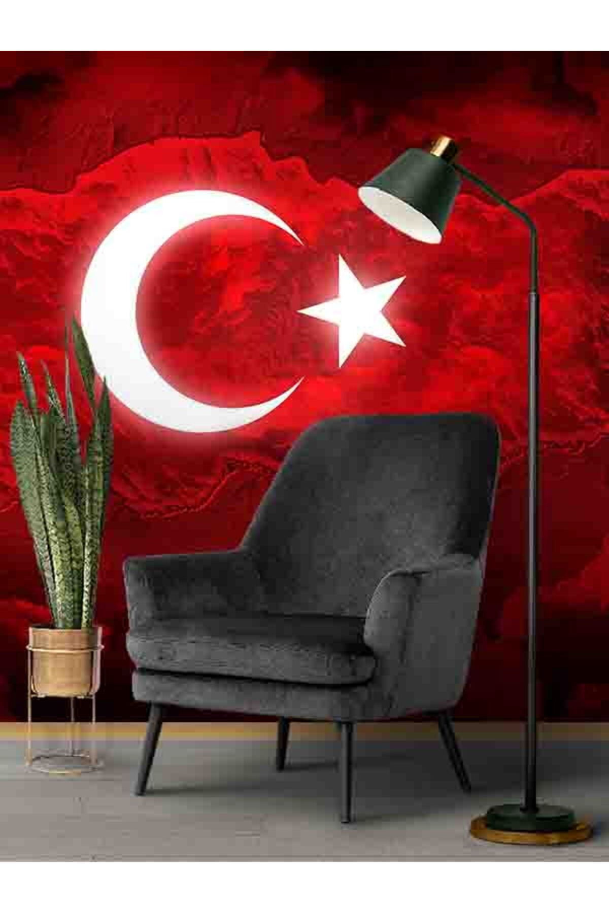 dreamwall 3 Boyutlu Kayalık Türk Bayrağı Desenli Ofisler Yazıhaneler Için Tekstil Duvar Kağıdı