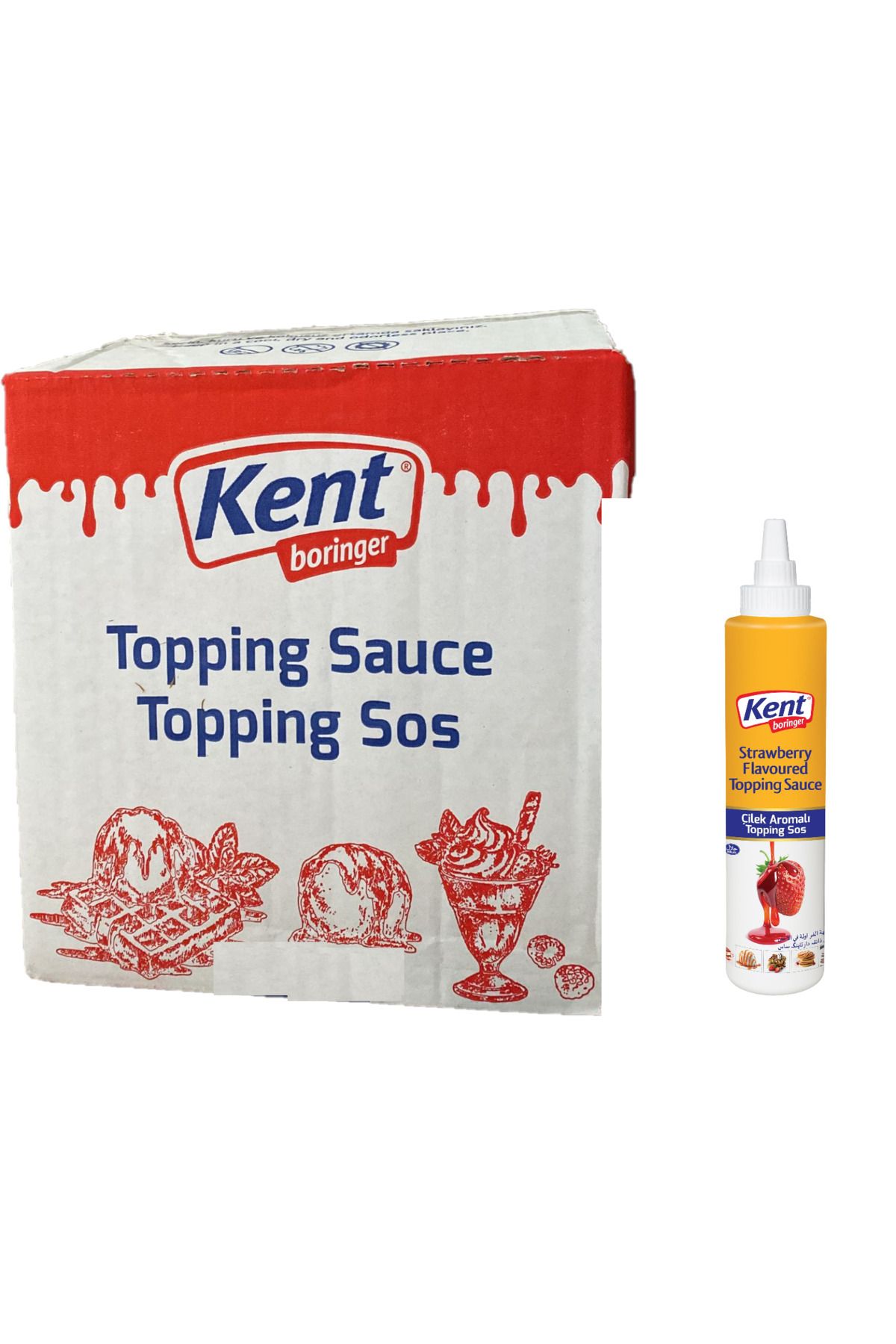 Kent Boringer Çilekli Topping Sos 750 Gr x 12 Adet