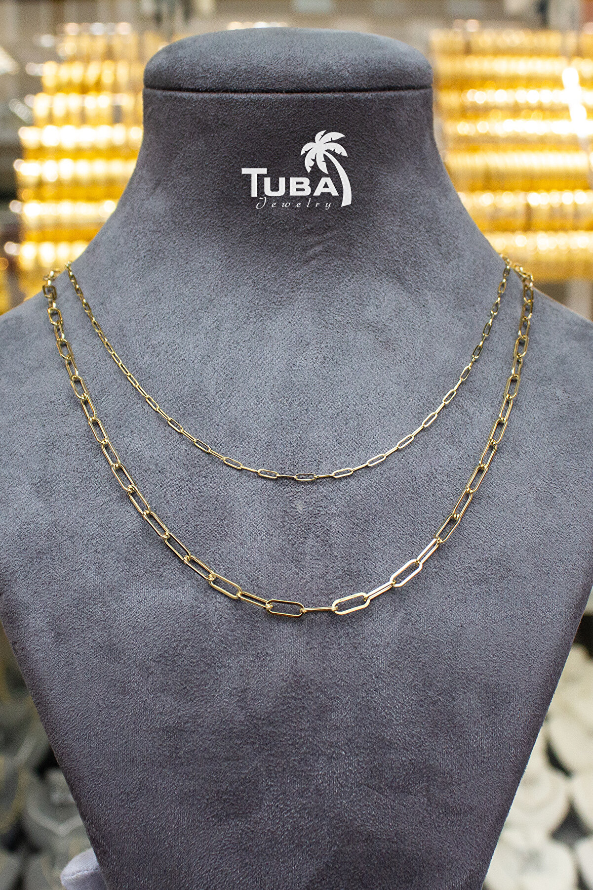 TUBA KUYUMCULUK 14 Ayar Altın Ataş Kolye, KALIN 3.60mm, Altın Kadın