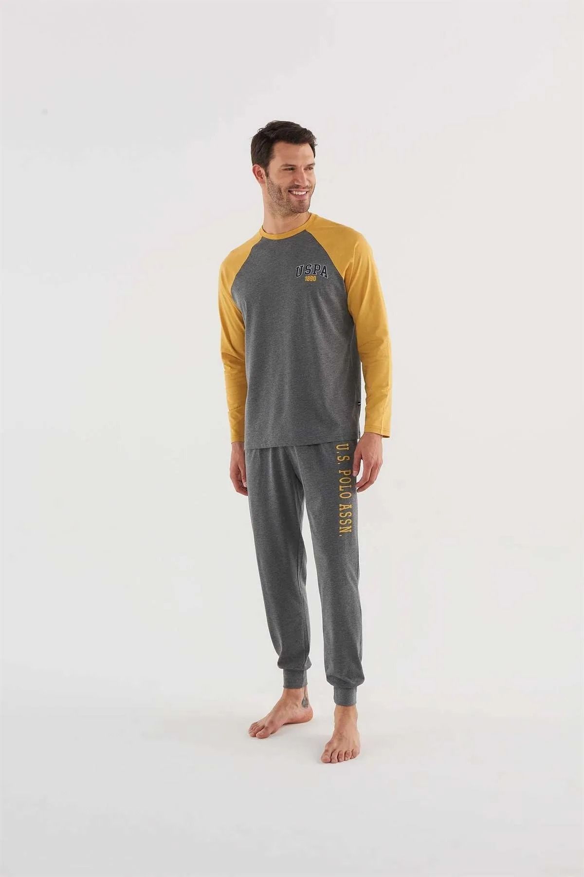 U.S. Polo Assn. Erkek Uzunkol SArı Pijama Takımı