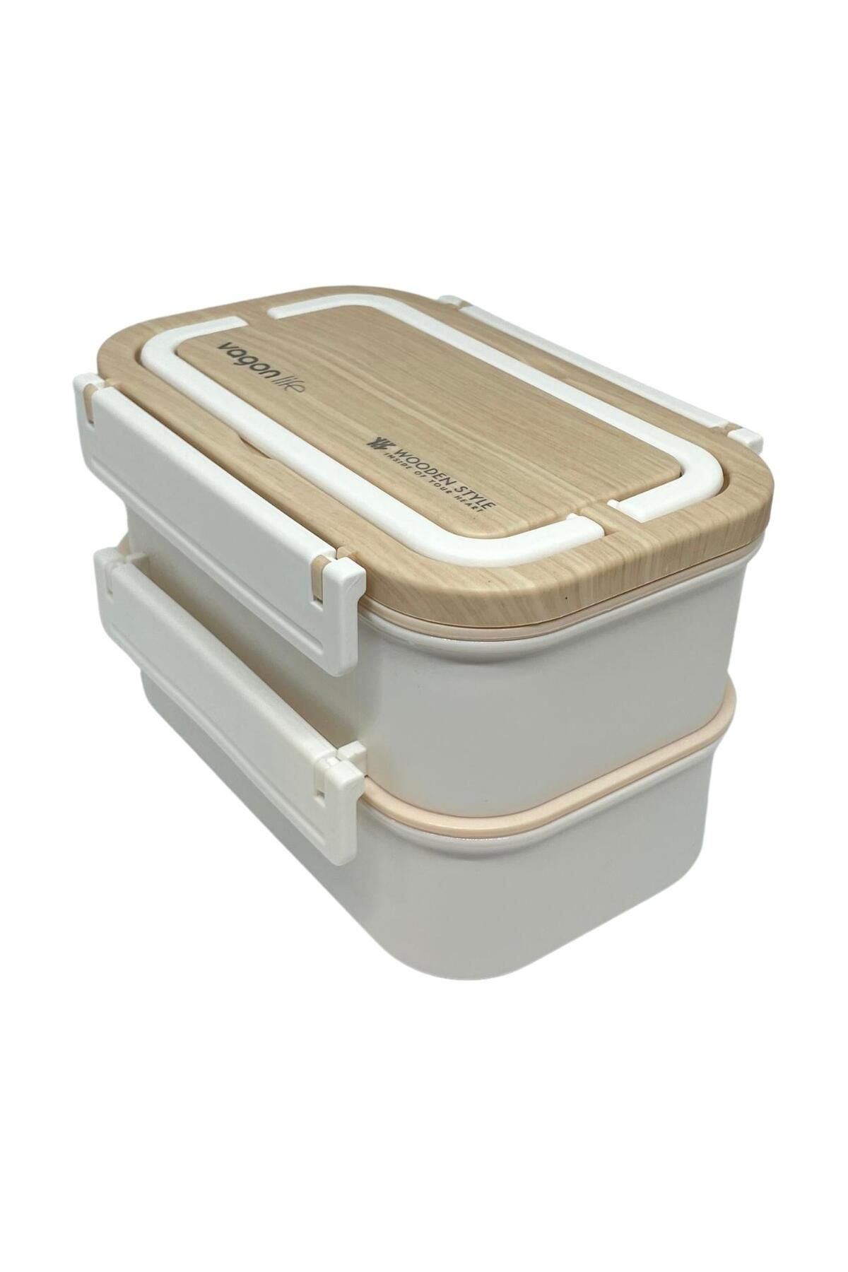 Vagonlife Bento 1600ml Lunchbox Yeni Koleksiyon İki Katlı Üç Bölmeli Çelik Sefer Tası Yemek Kutusu