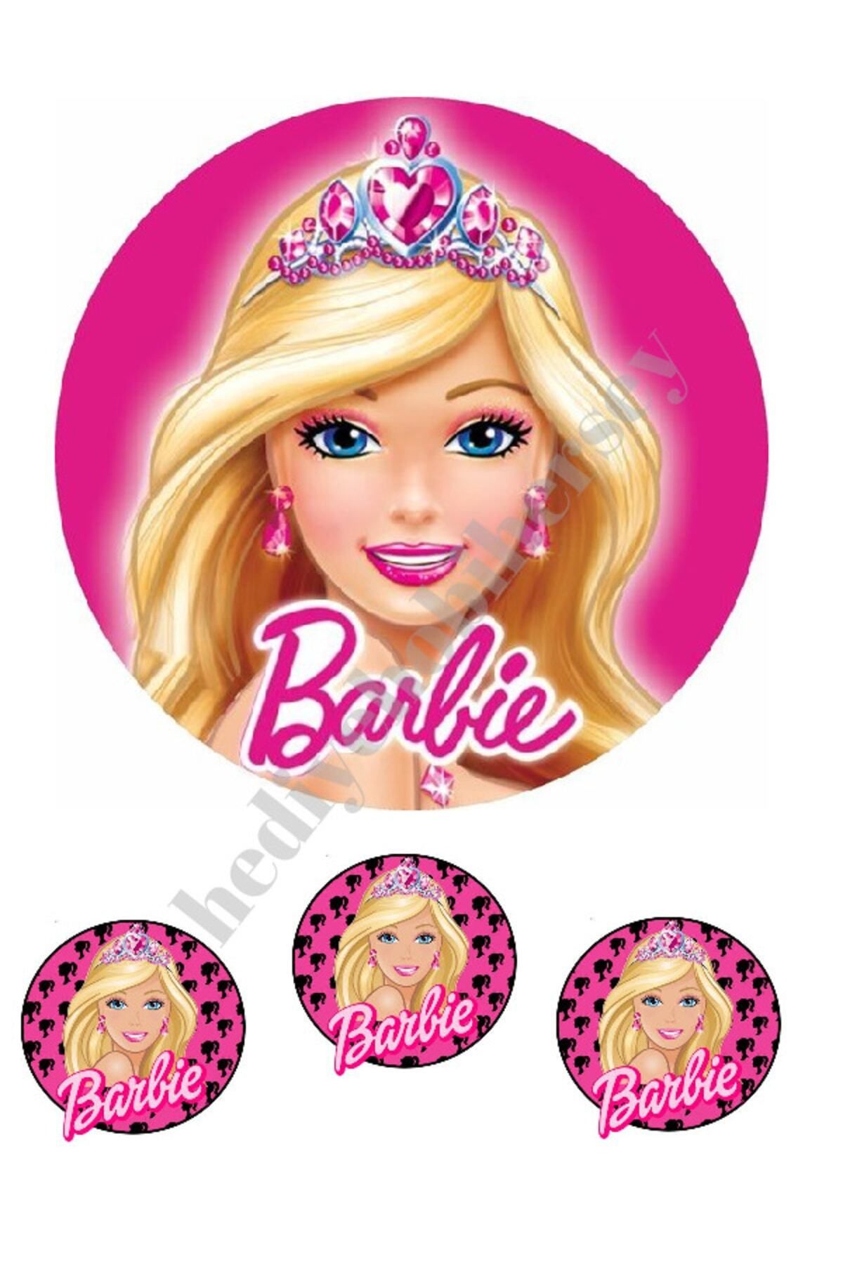 hediyehobihersey Barbie Yenilebilir Kağıt Pasta Resmi Kurabiye Baskısı Pirinç Kağıdı Pasta Kurabiye Baskısı
