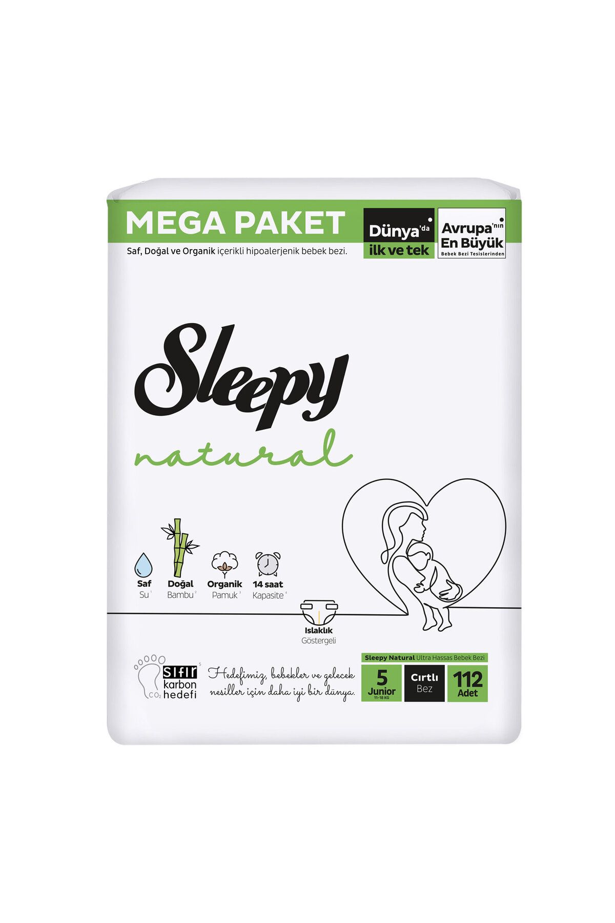 Sleepy Natural Mega Fırsat Paketi Junior 5 Beden Bebek Bezi 112 Adet