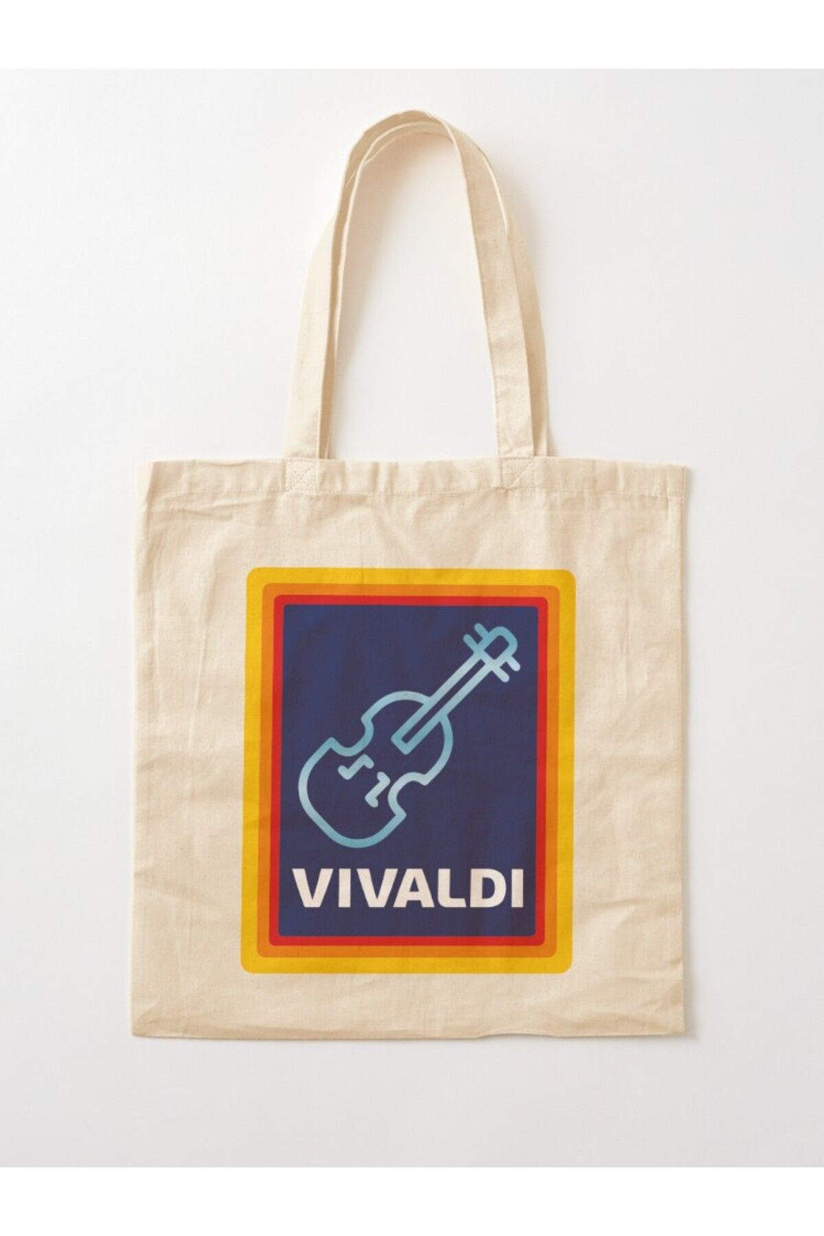 w house Körüklü Bez Omuz Çantası 17256 - Vivaldi grocery store violin