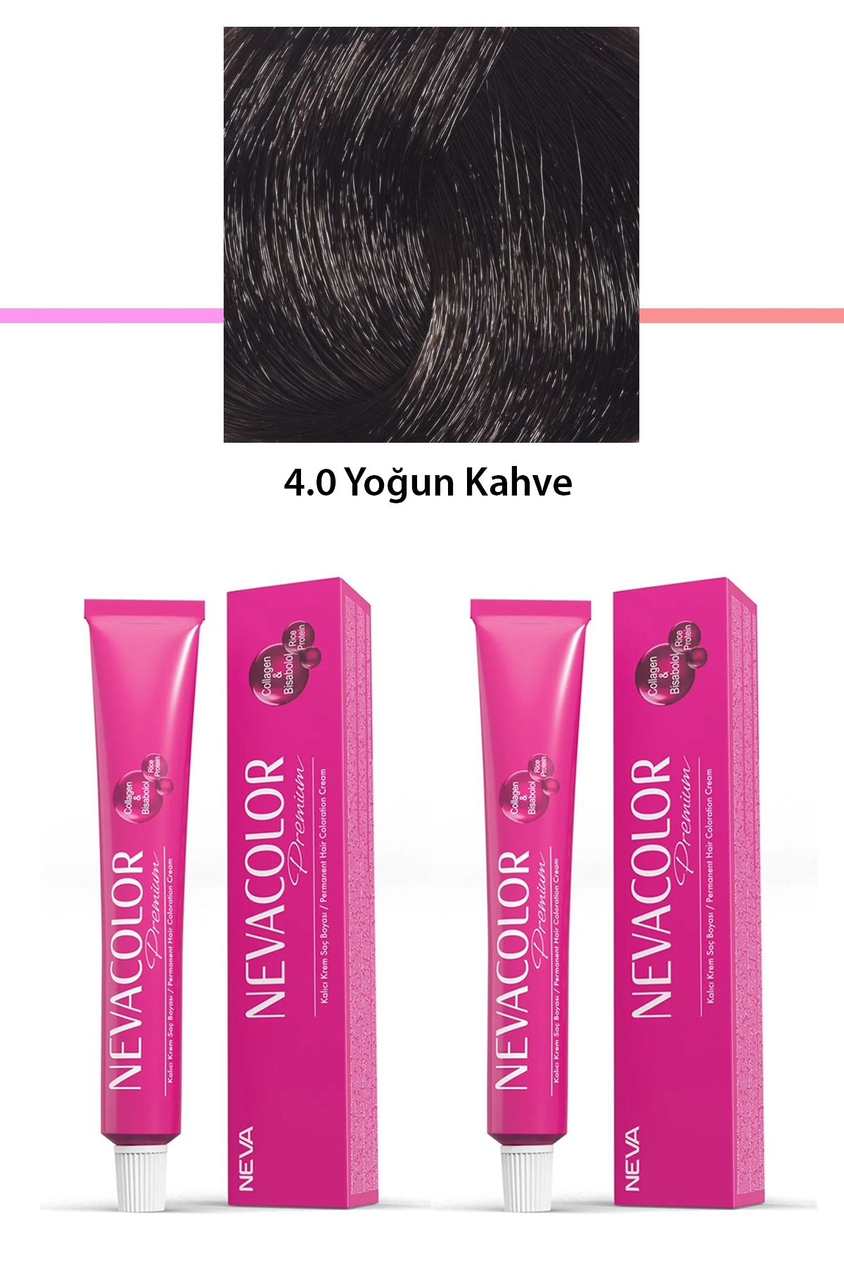 Neva Color 2 li Set Premium 4.0 Yoğun Kahve - Kalıcı Krem Saç Boyası 2 X 50 g Tüp