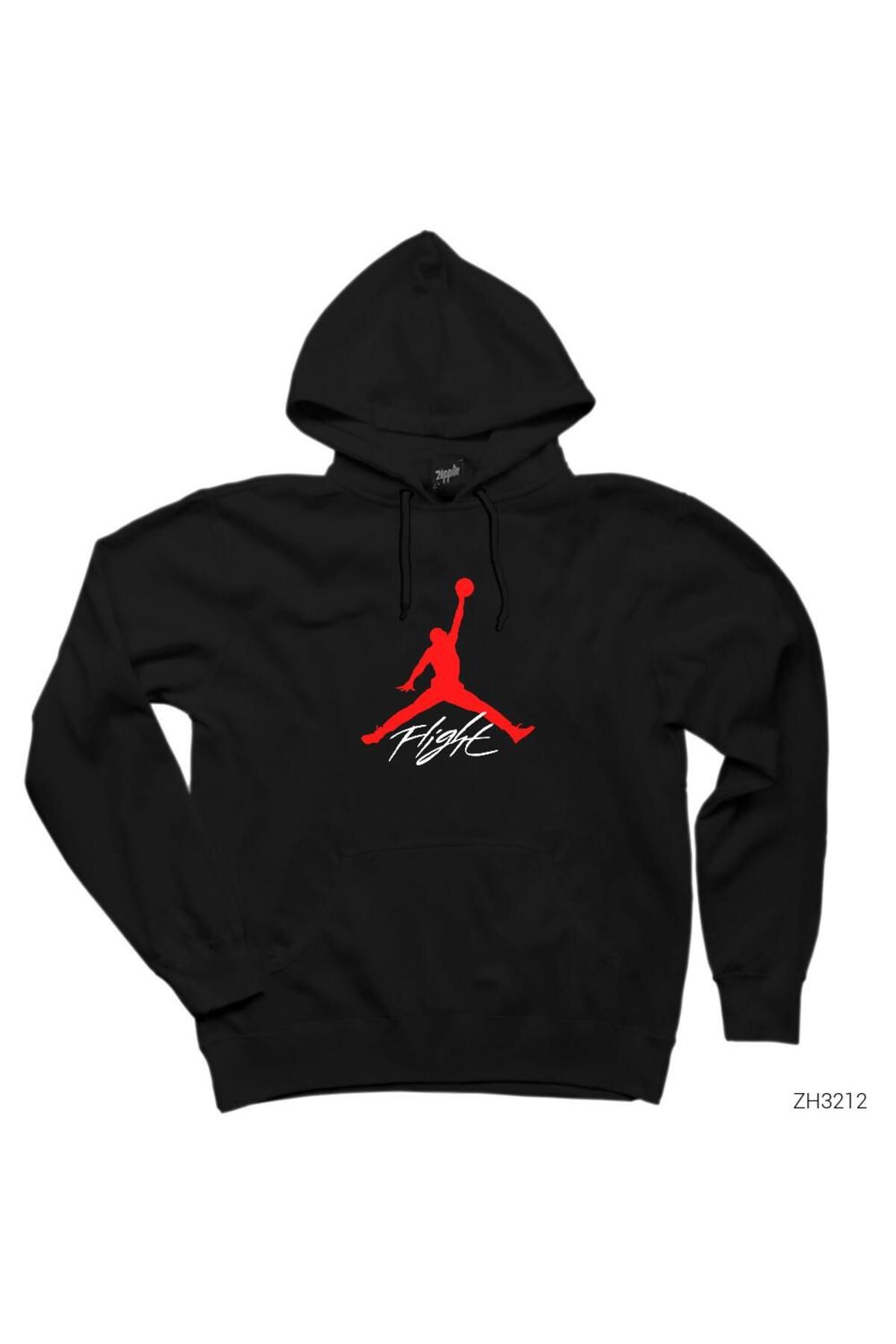 Genel Markalar Air Jordan Flight Siyah Kapşonlu Sweatshirt Hoodie