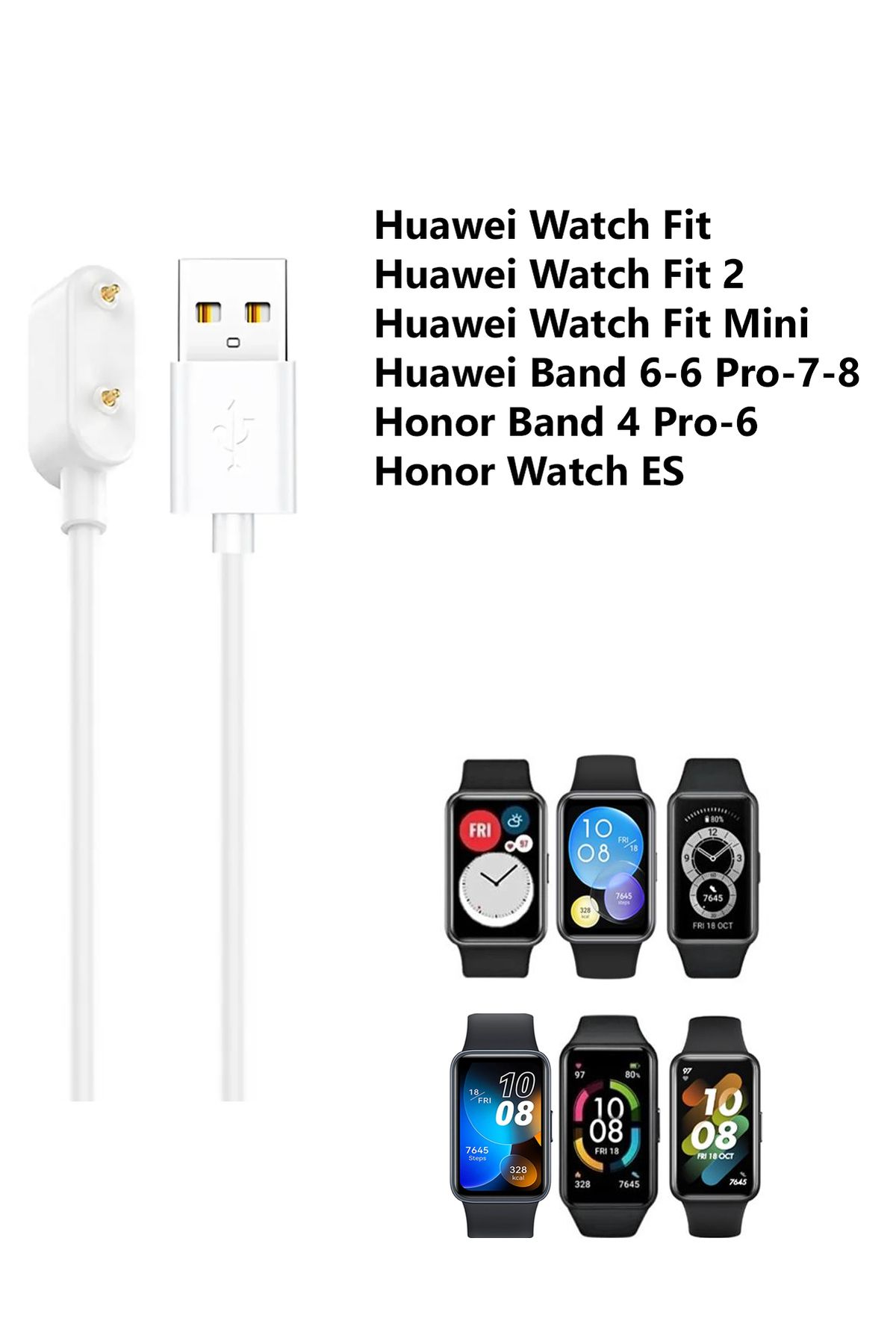 CONOCER Huawei Watch Fit/Fit 2/Fit Mini, Huawei Band 6/6 Pro/7/8, Honor Band 6/4 Pro Şarj Kablosu (Beyaz)