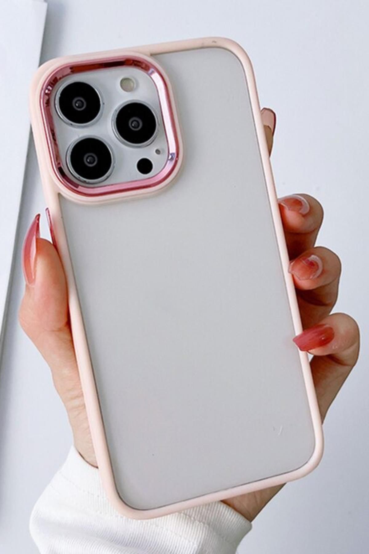 mooodcase Iphone 14 Pro Max Uyumlu Renkli Nikelaj Krom Kamera Koruma Yükselti Detaylı Kılıf
