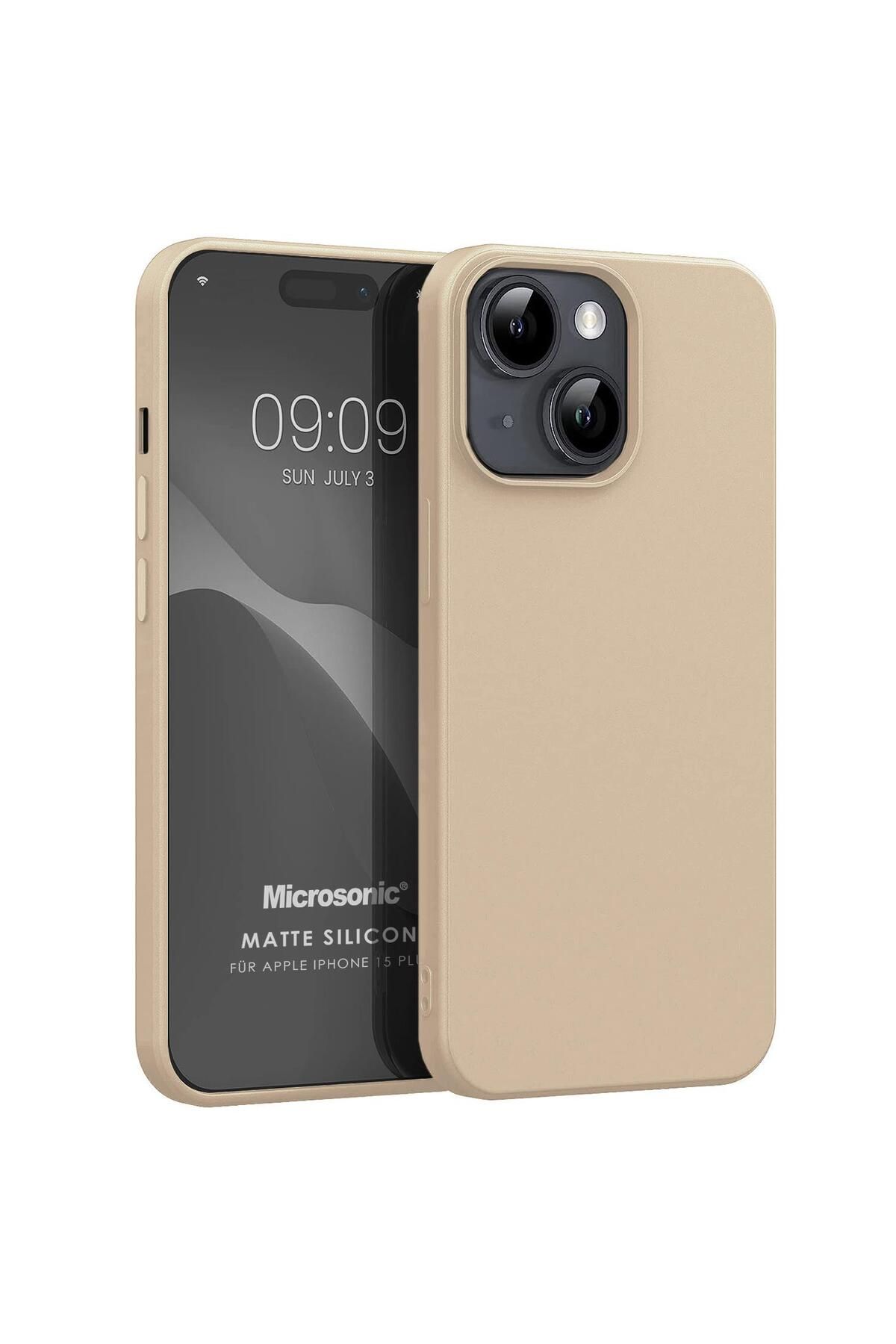 Microsonic Matte Silicone Apple iPhone 15 Plus Kılıf Gold