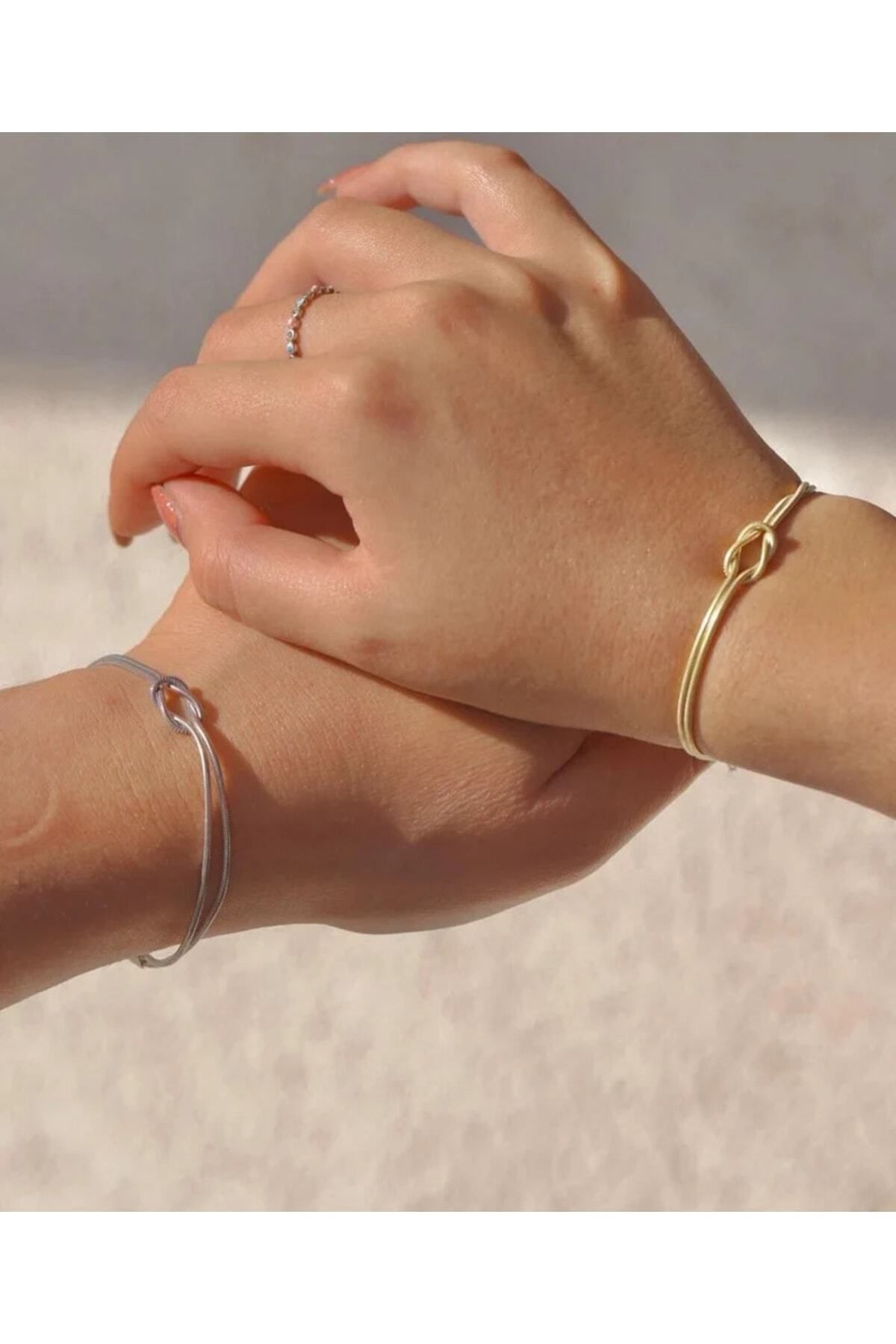 MONRAVİA Düğüm Model Çift-arkadaşlık Bilekliği Altın- Gümüş Renk
