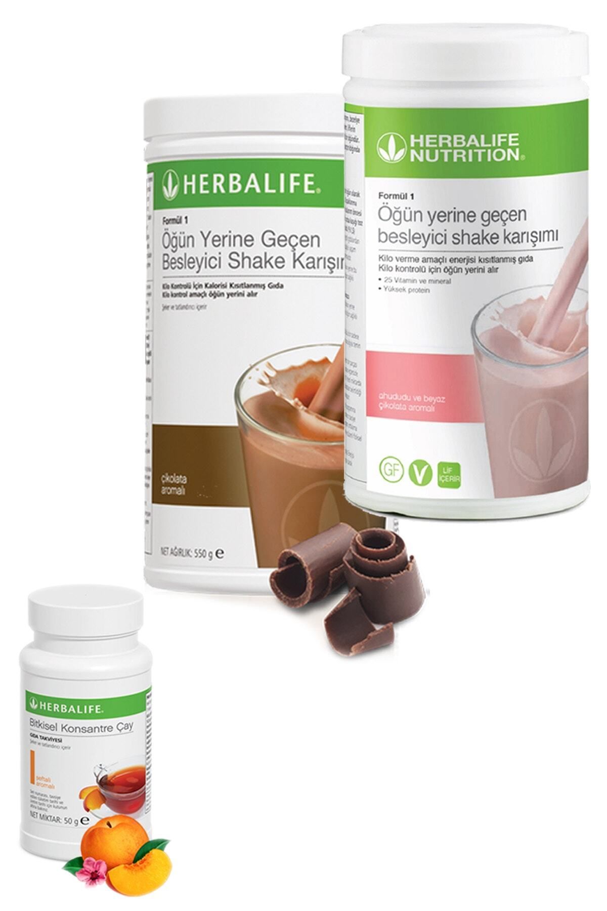 Herbalife Set 1 Adet Çikolatalı Shake 1 Adet Ahudululu Shake Ve 1 Adet Şeftali Çay 50gr