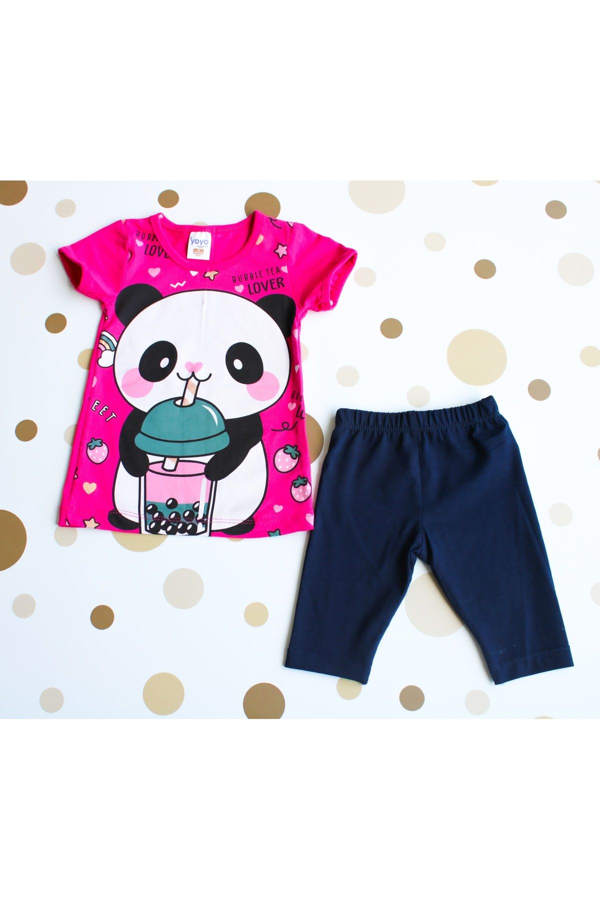 YOYO KİDS Kız Çocuk Panda Baskılı Taytlı Takım