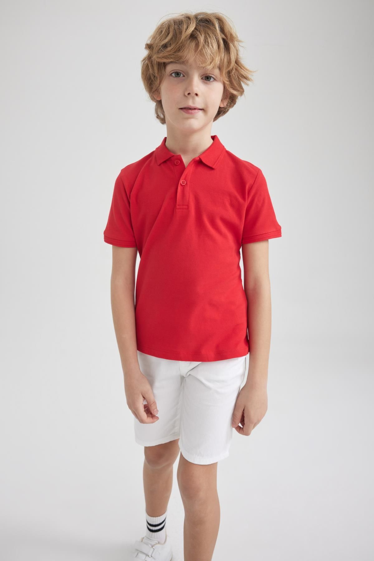 Defacto Erkek Çocuk Pike Kırmızı Kısa Kollu Polo Tişört