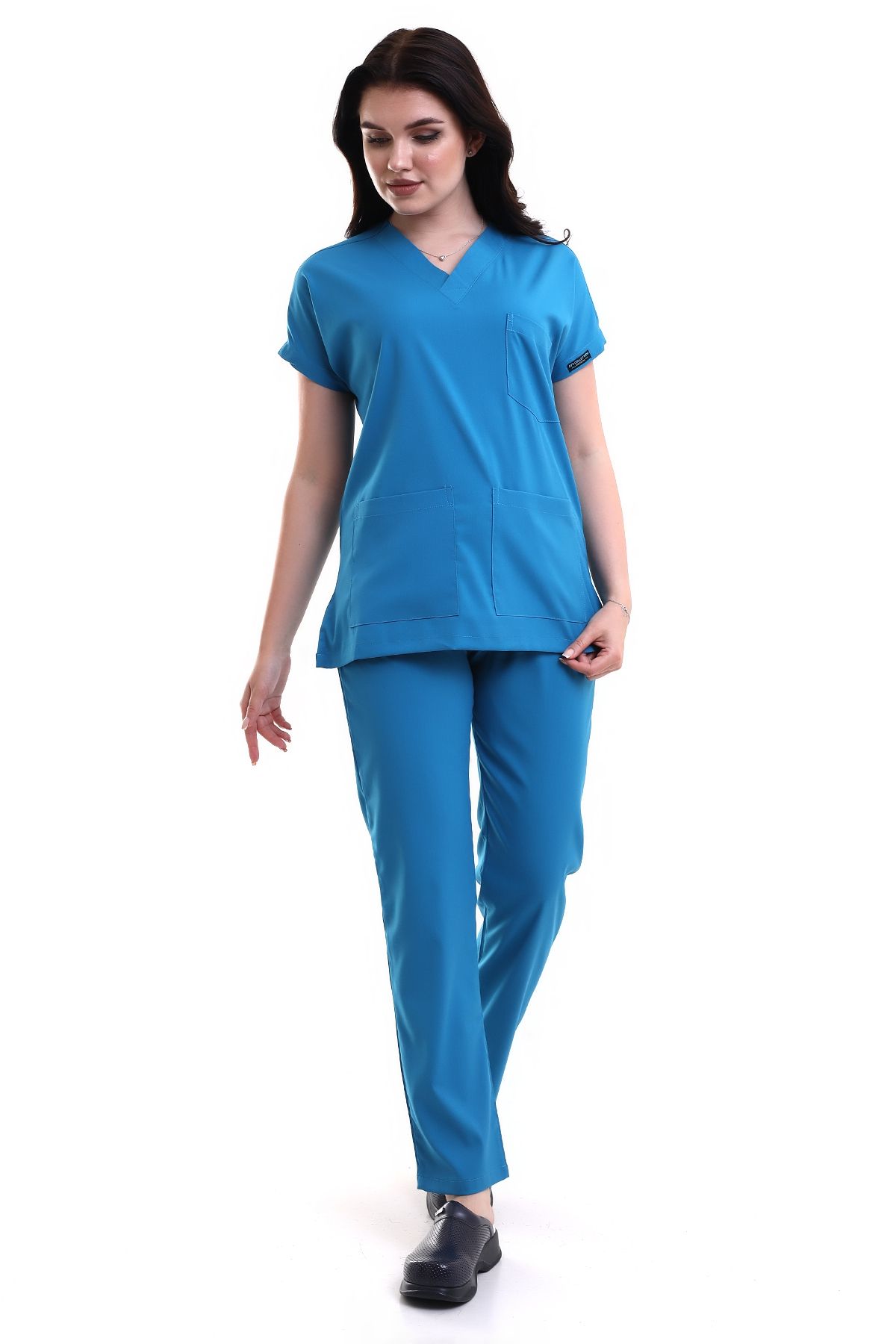 Aytcollectionmedical Cerrahi Doktor Hemşire Forması Scrubs Petrol Mavi Rengi Licralı Forma (4 Mevsimlik Kumaş )