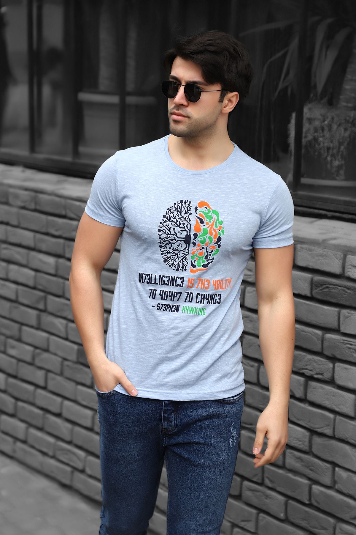 Weyeze Brain Baskılı Regular Fit Pamuklu T-shirt Ac-y38337lns