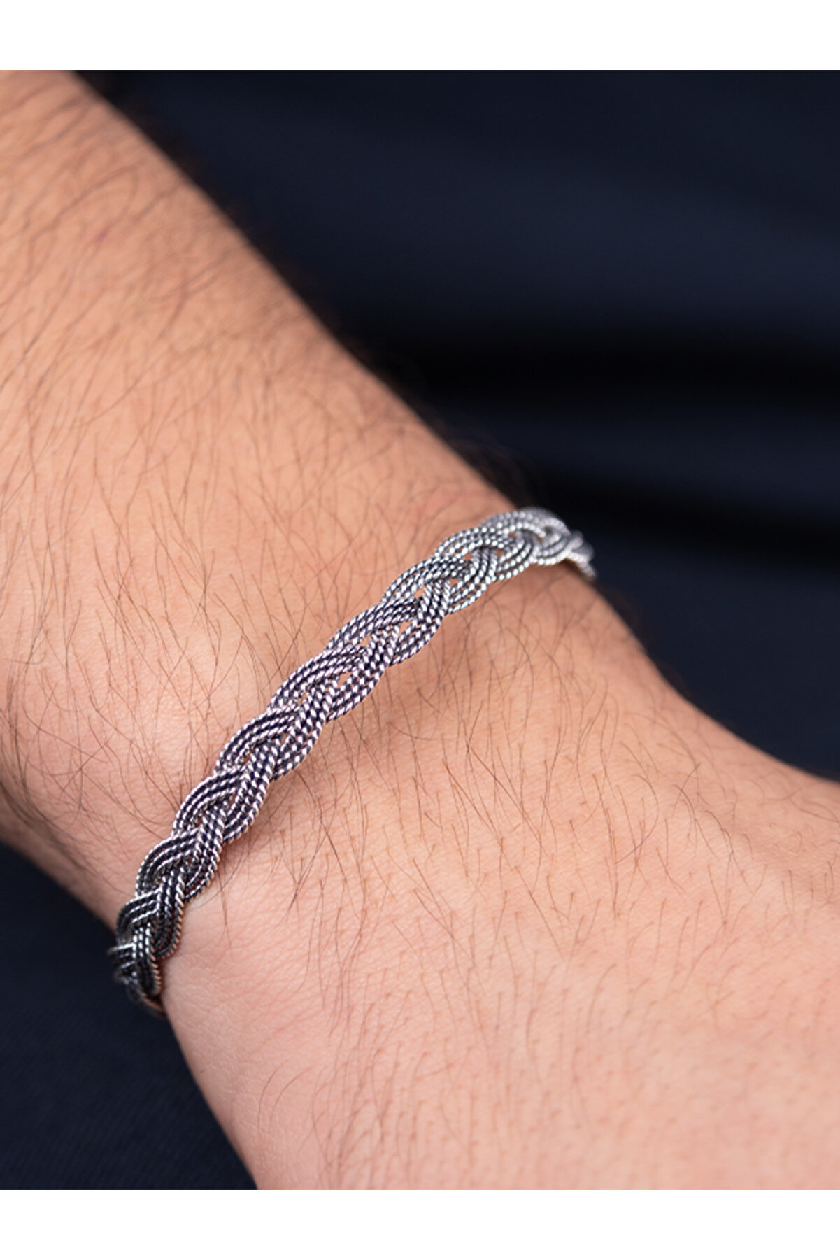 Zivva Silver 925 Ayar Gümüş Örgülü Erkek Bilezik - Elegans ve Güç İçin