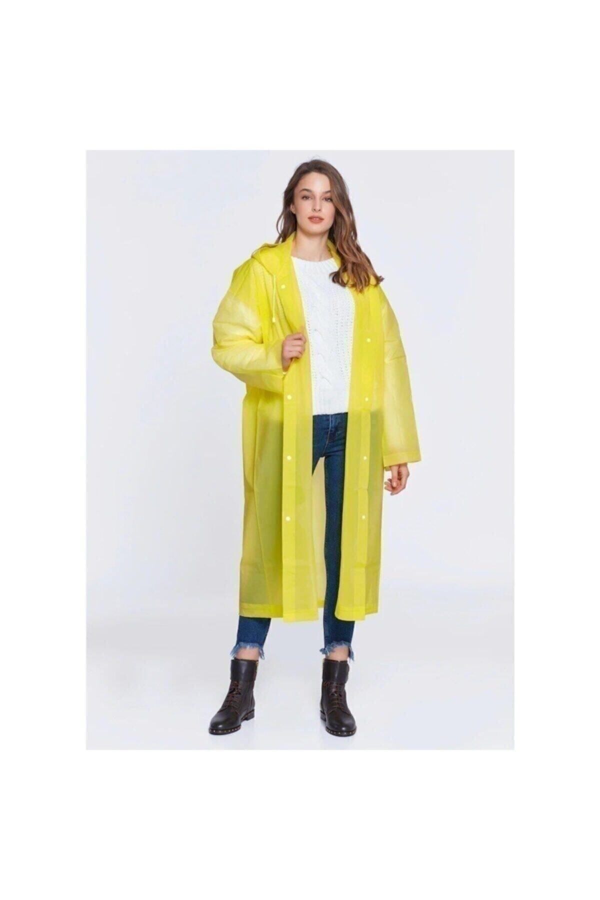 İstoc Trend Tek Kullanımlık Kullan At Yağmurluk, Şeffaf Su Geçirmez Şık Kıyafetüstü Yağmurluk Pembe Sarı Mor
