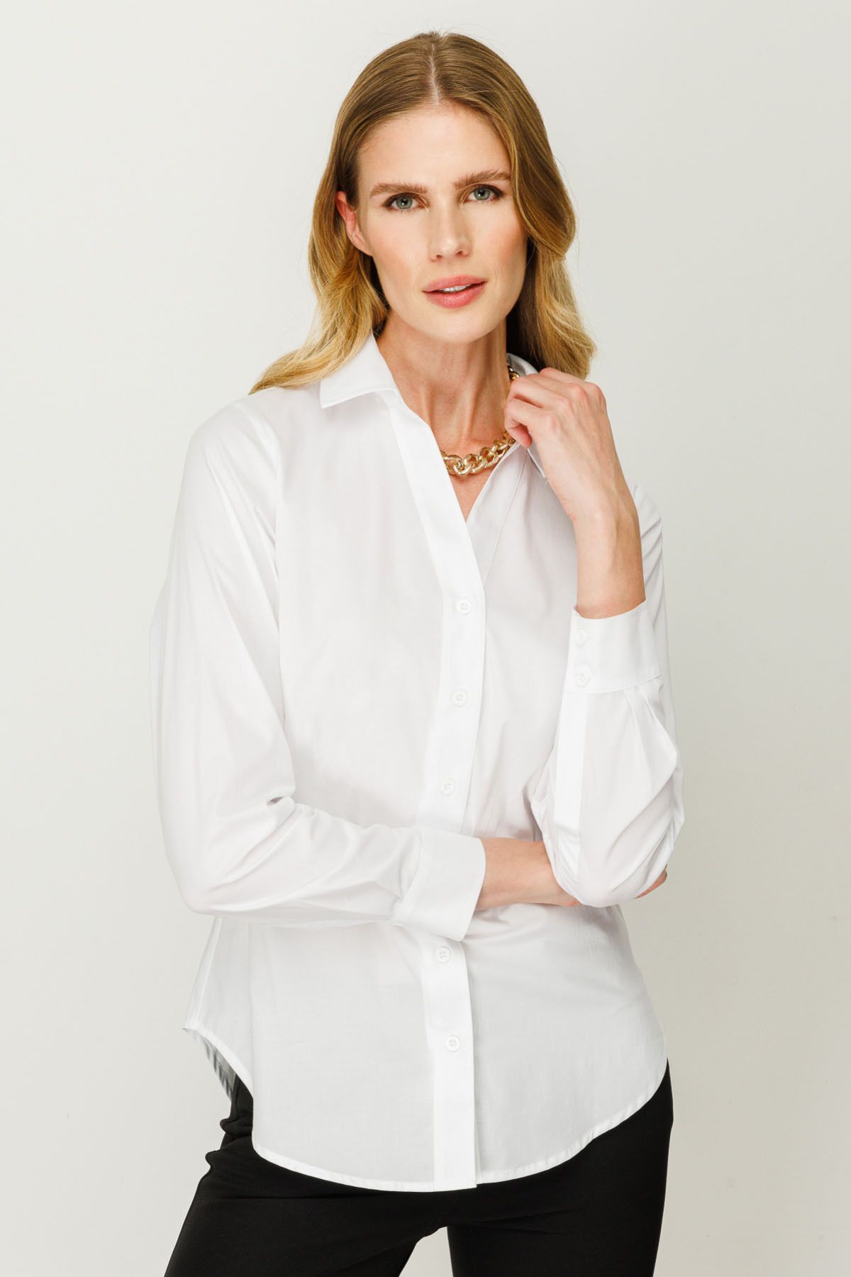 Ekol Kadın Klasik Pamuklu Gömlek 1181 Beyaz